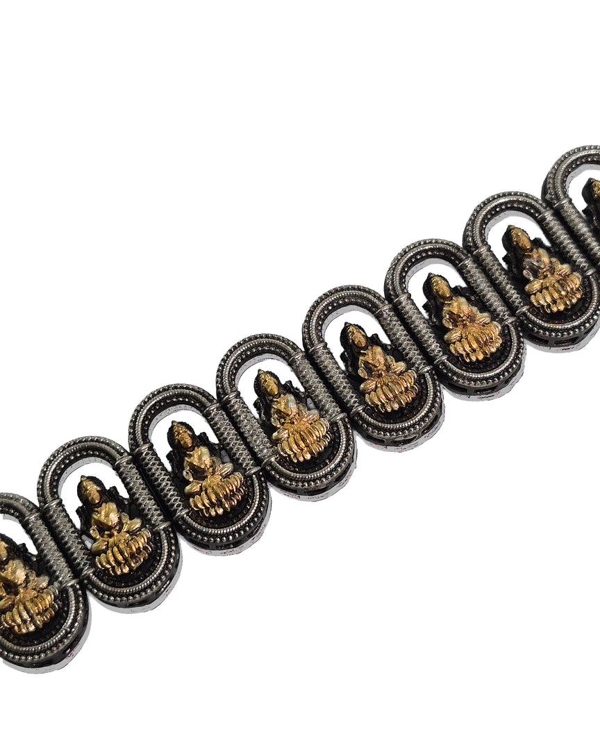 Oxidised Lakshmi Temple Choker Necklace Set