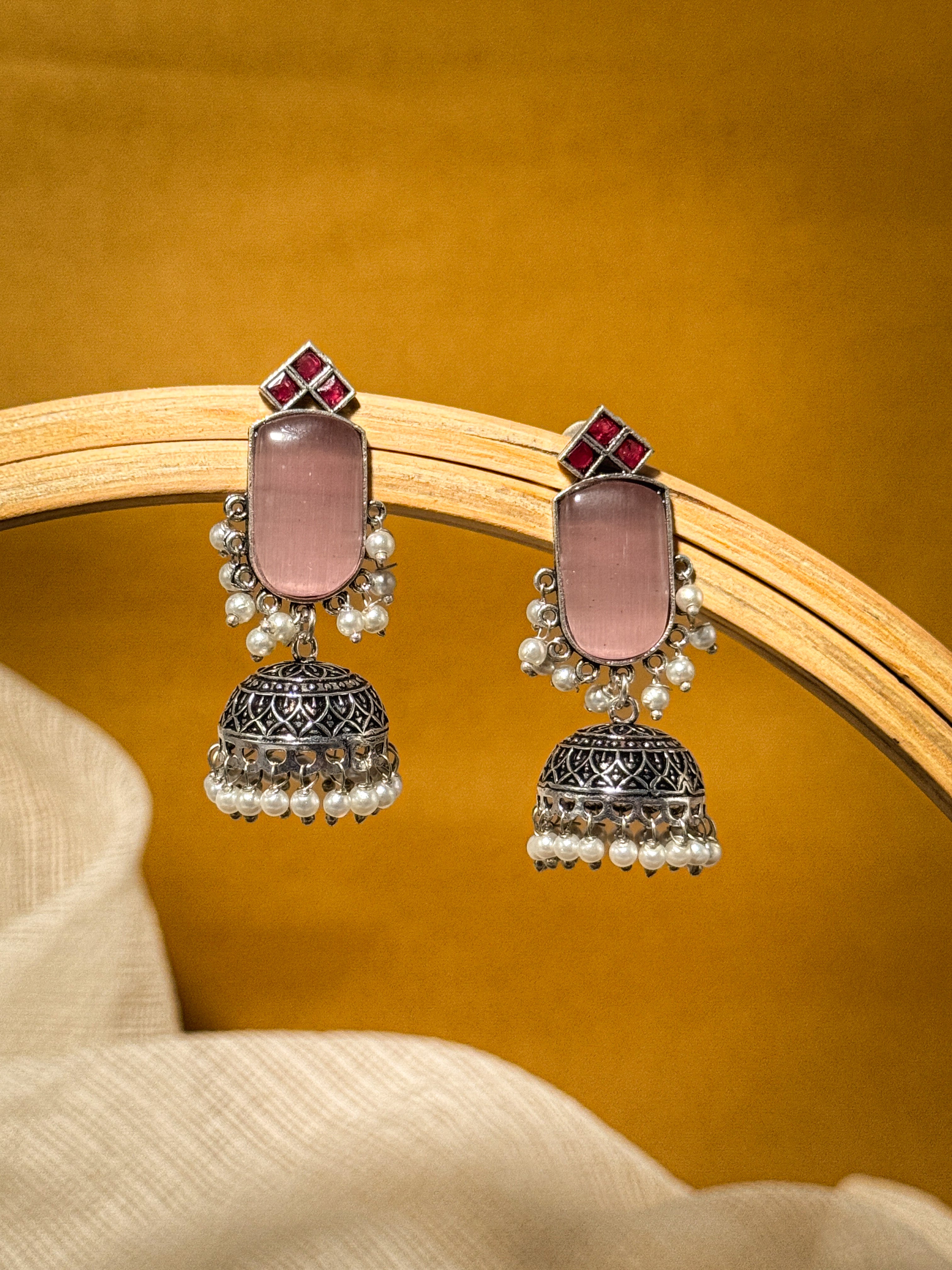 MIHIKA STONE JHUMKA EARRINGS