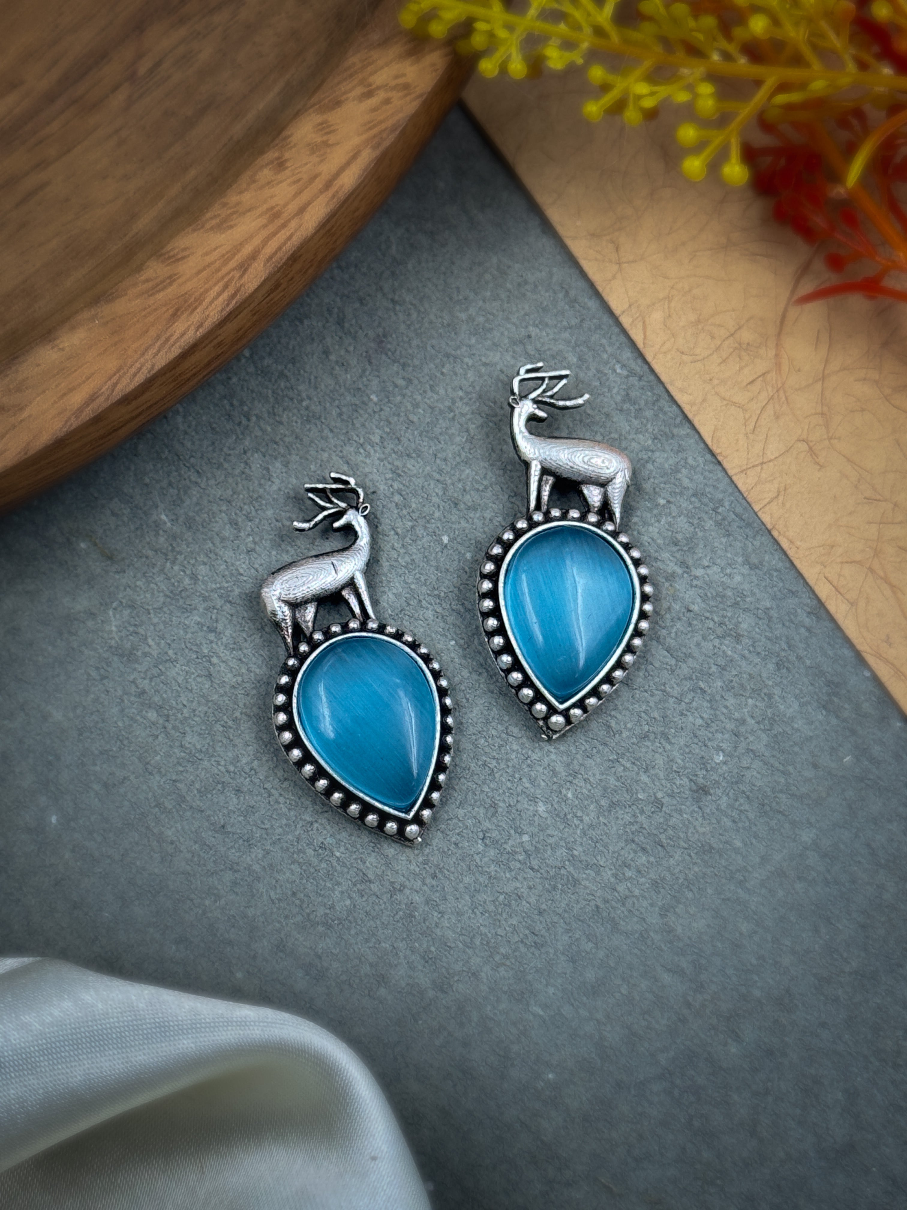 DEER OXIDISED STUDS EARRINGS