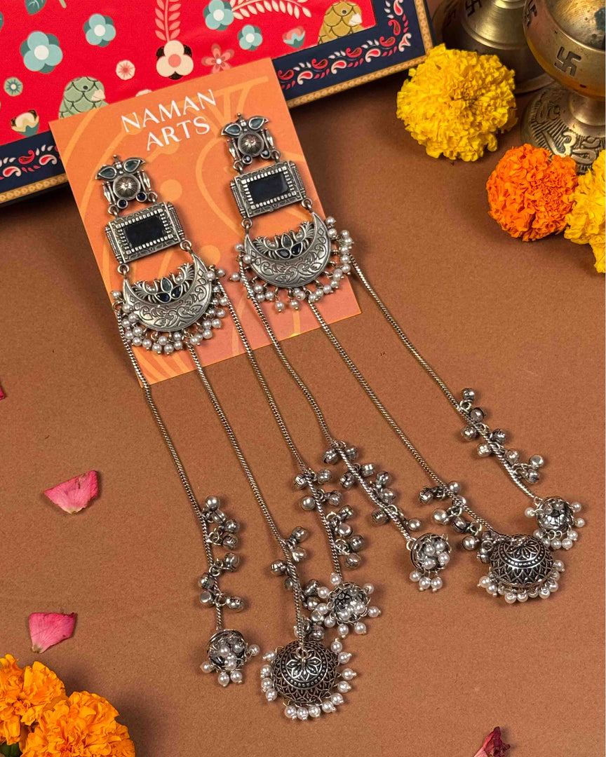 Kashmiri earrings and stone dangler earrings pair - Naman Arts