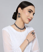 Load image into Gallery viewer, DIYA SILVER OXIDISED JEWELLERY SET COMBO