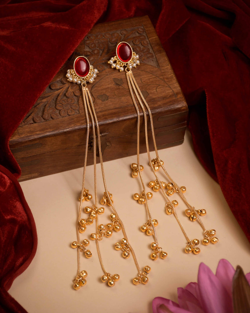 Noor Kashmiri Earrings close-up detail - Naman Arts