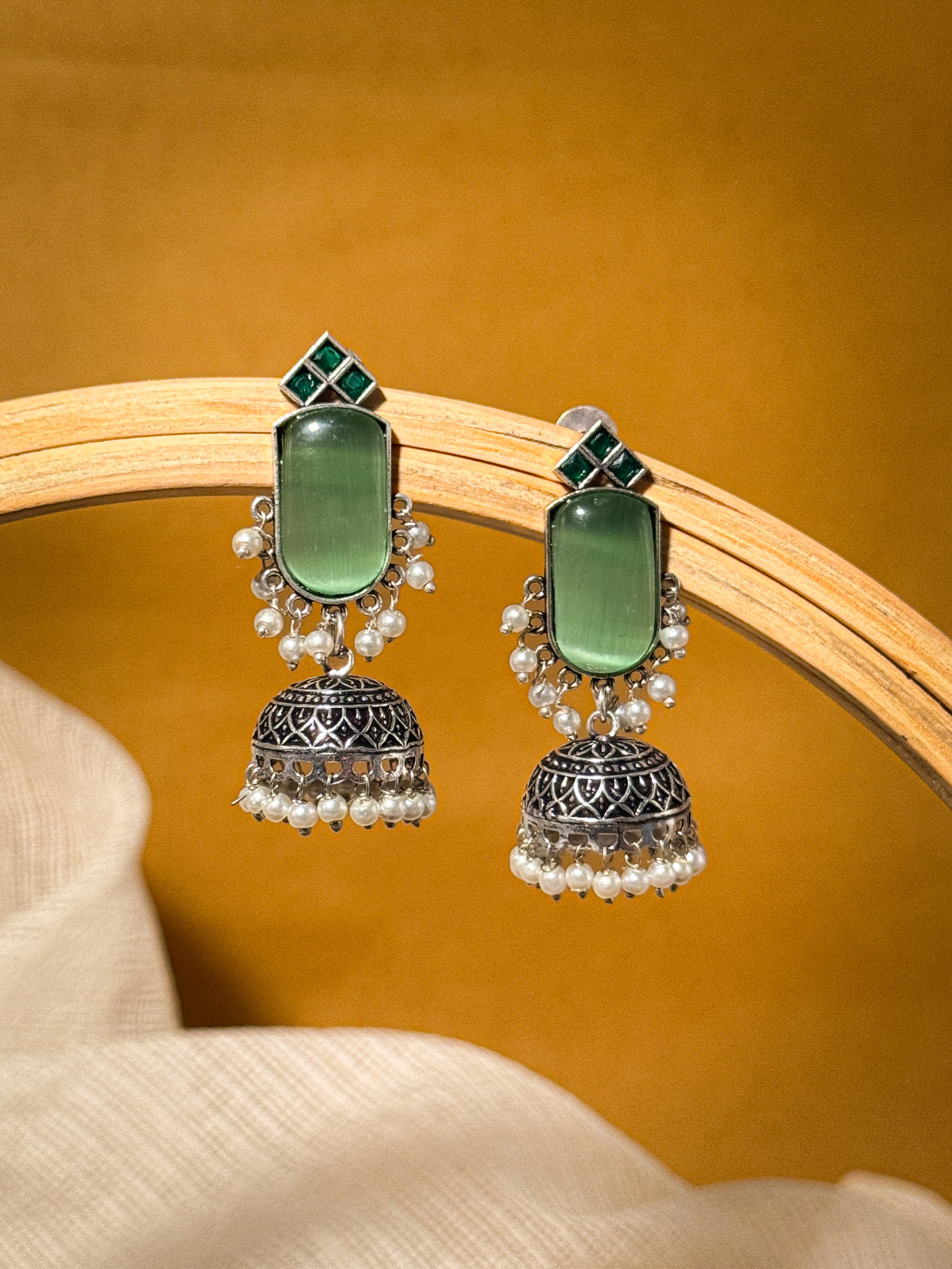 MIHIKA STONE JHUMKA EARRINGS