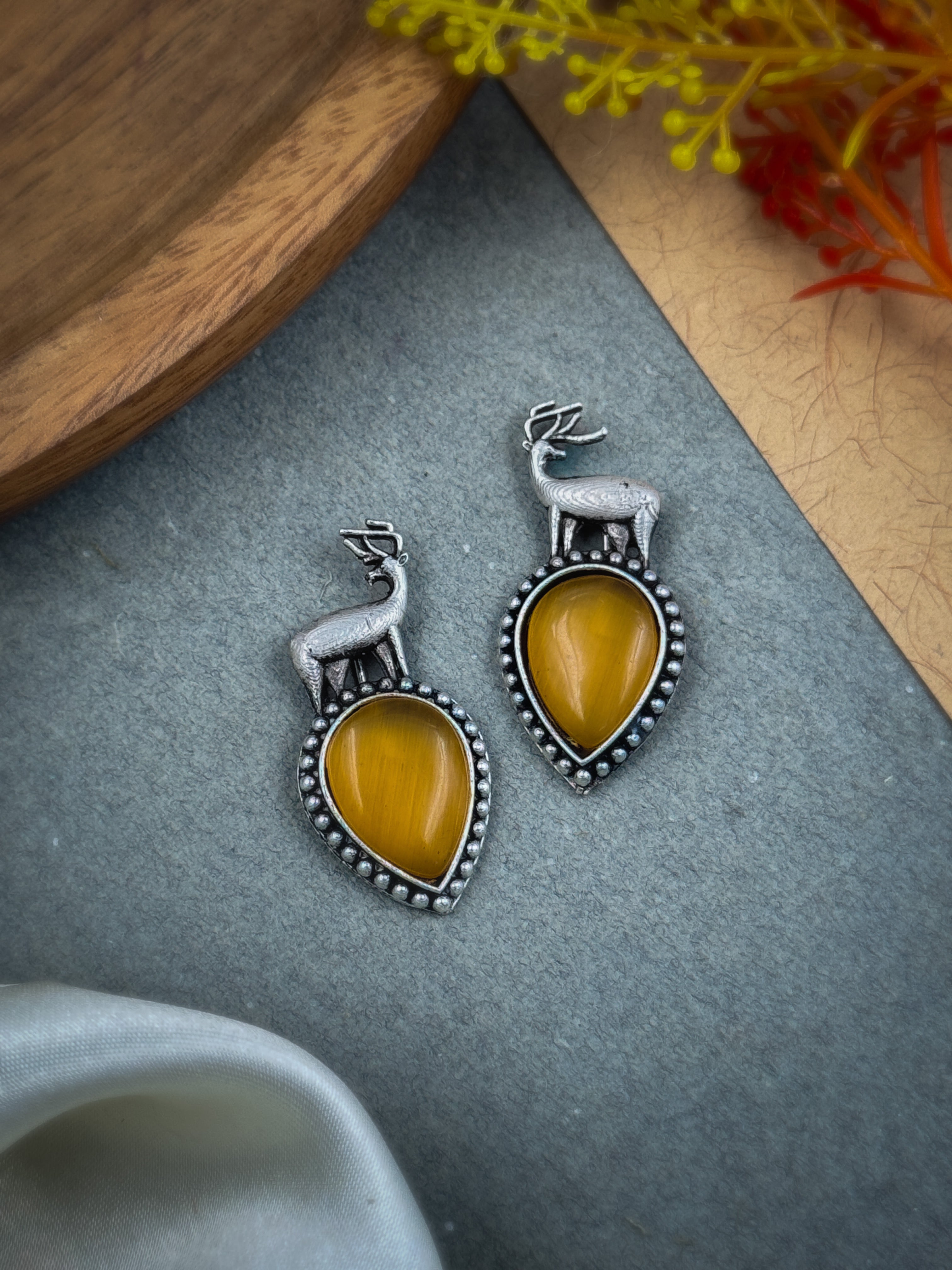 DEER OXIDISED STUDS EARRINGS