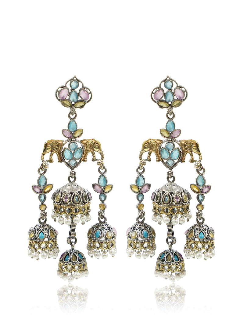 Tanvi Jhumka Stone Earrings