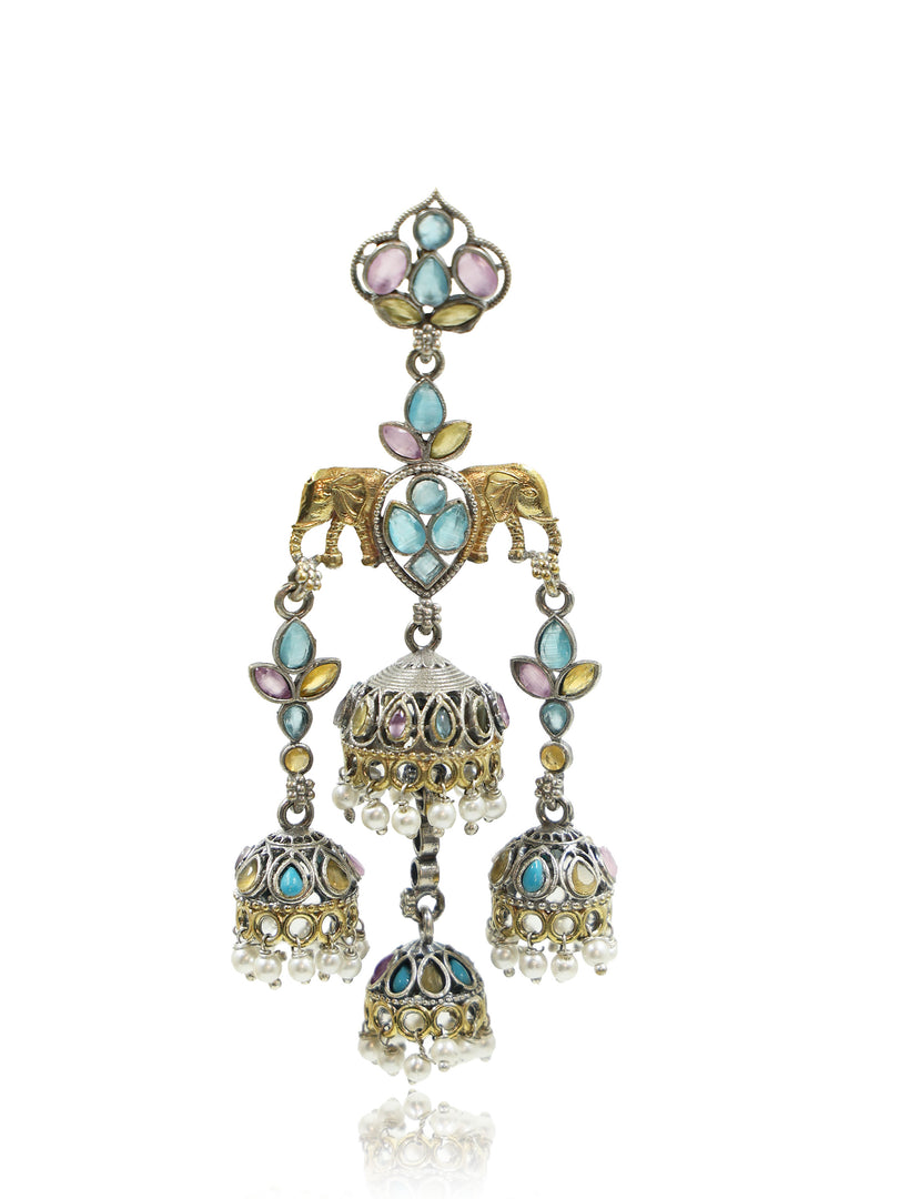 Tanvi Jhumka Stone Earrings