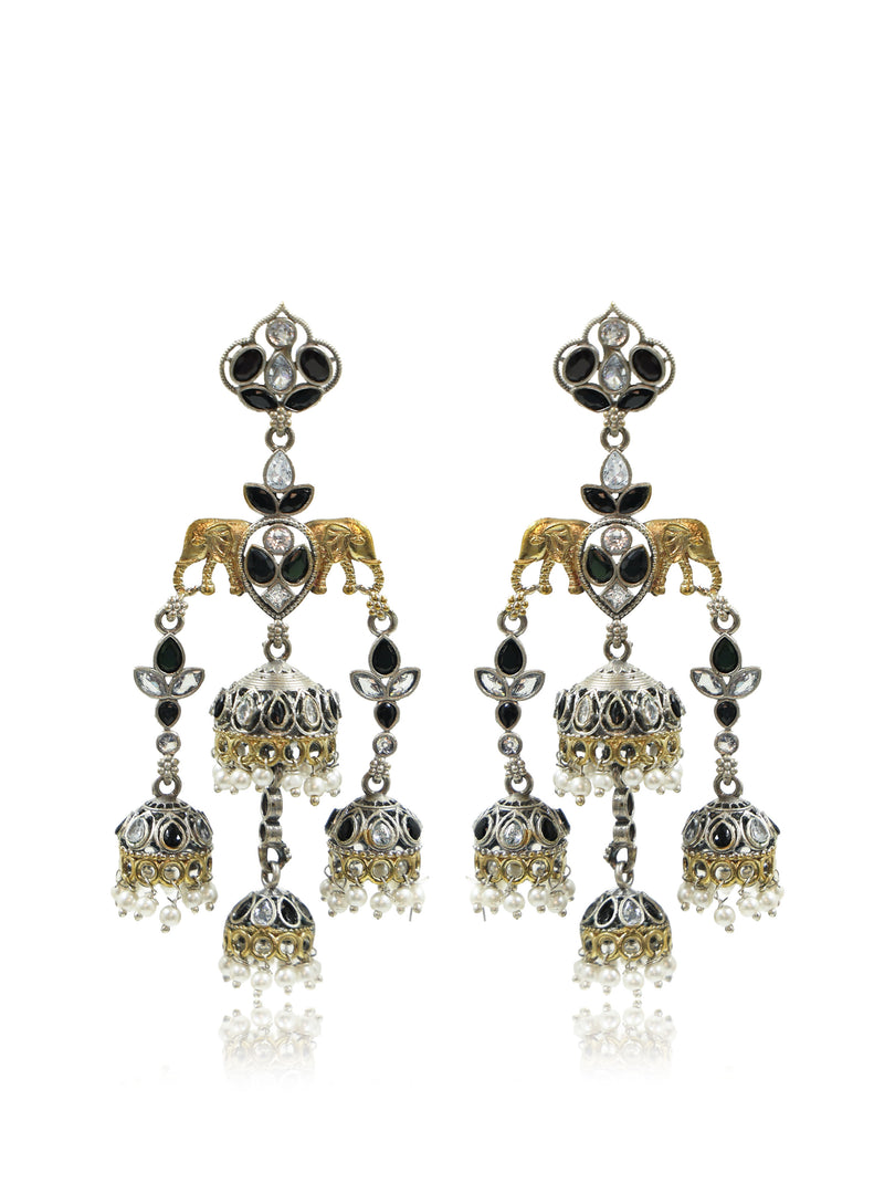 Tanvi Jhumka Stone Earrings