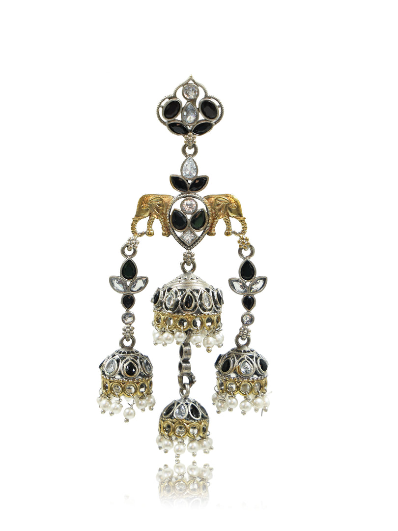 Tanvi Jhumka Stone Earrings