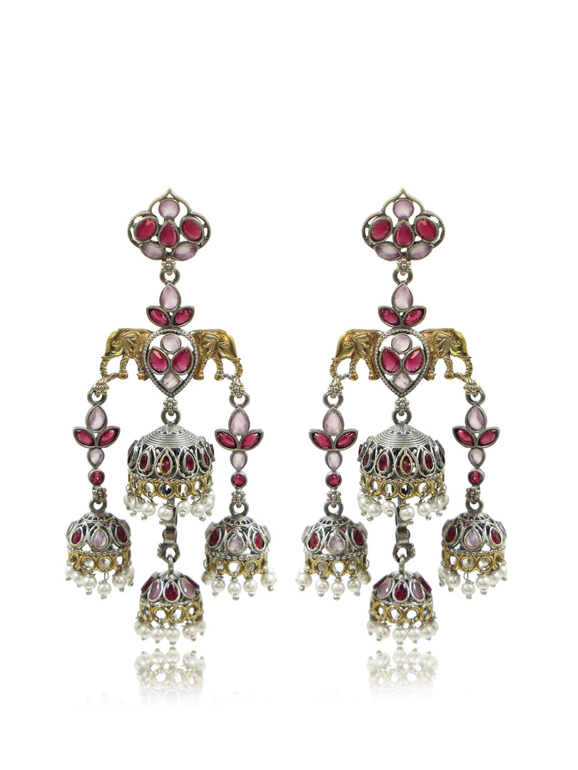 Tanvi Jhumka Stone Earrings