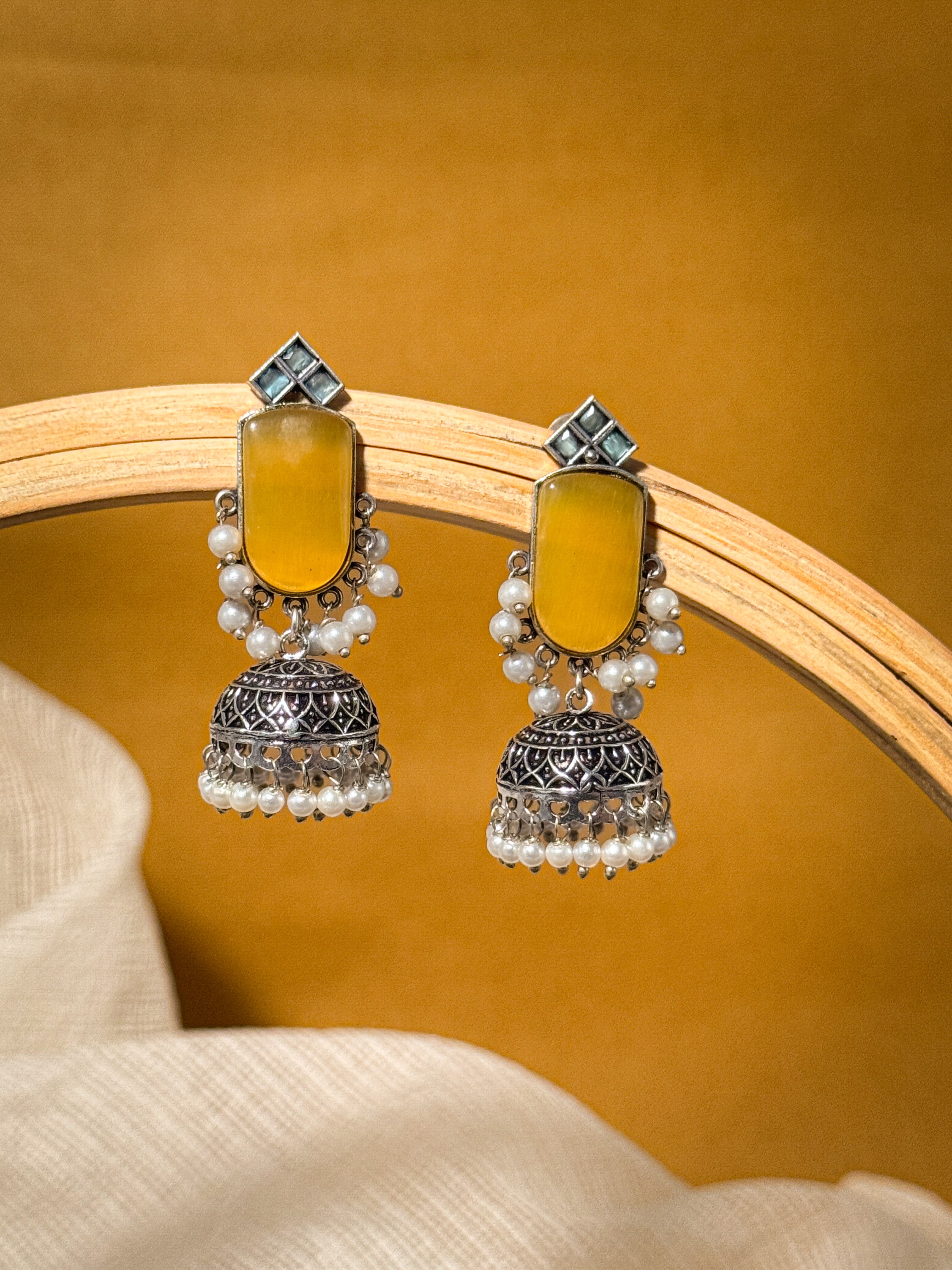 MIHIKA STONE JHUMKA EARRINGS