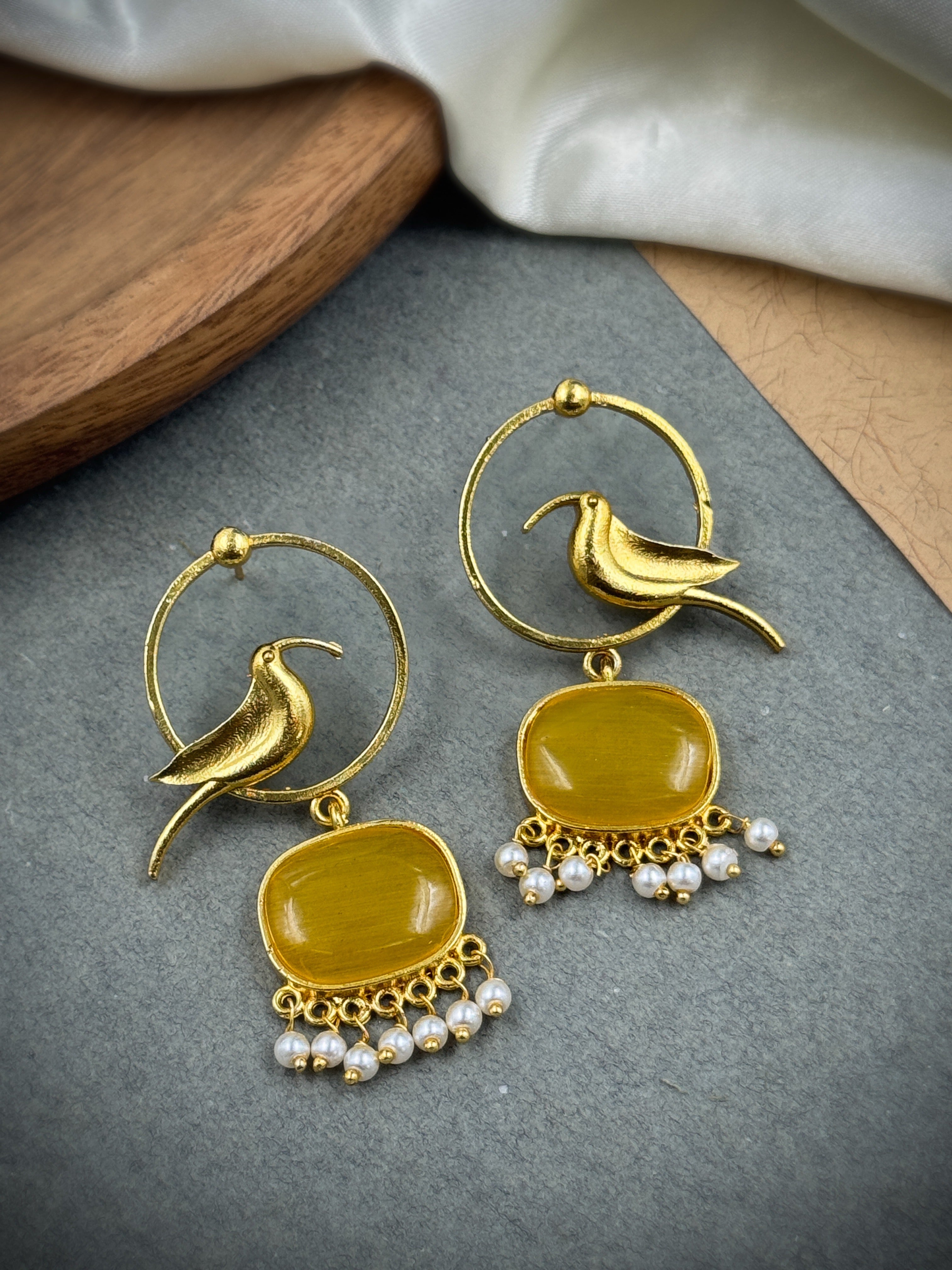 PARROT DANGLER GOLDEN EARRINGS