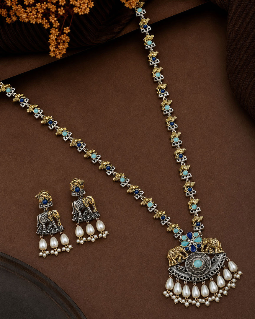 Vamika Dual Tone Stone Necklace Set