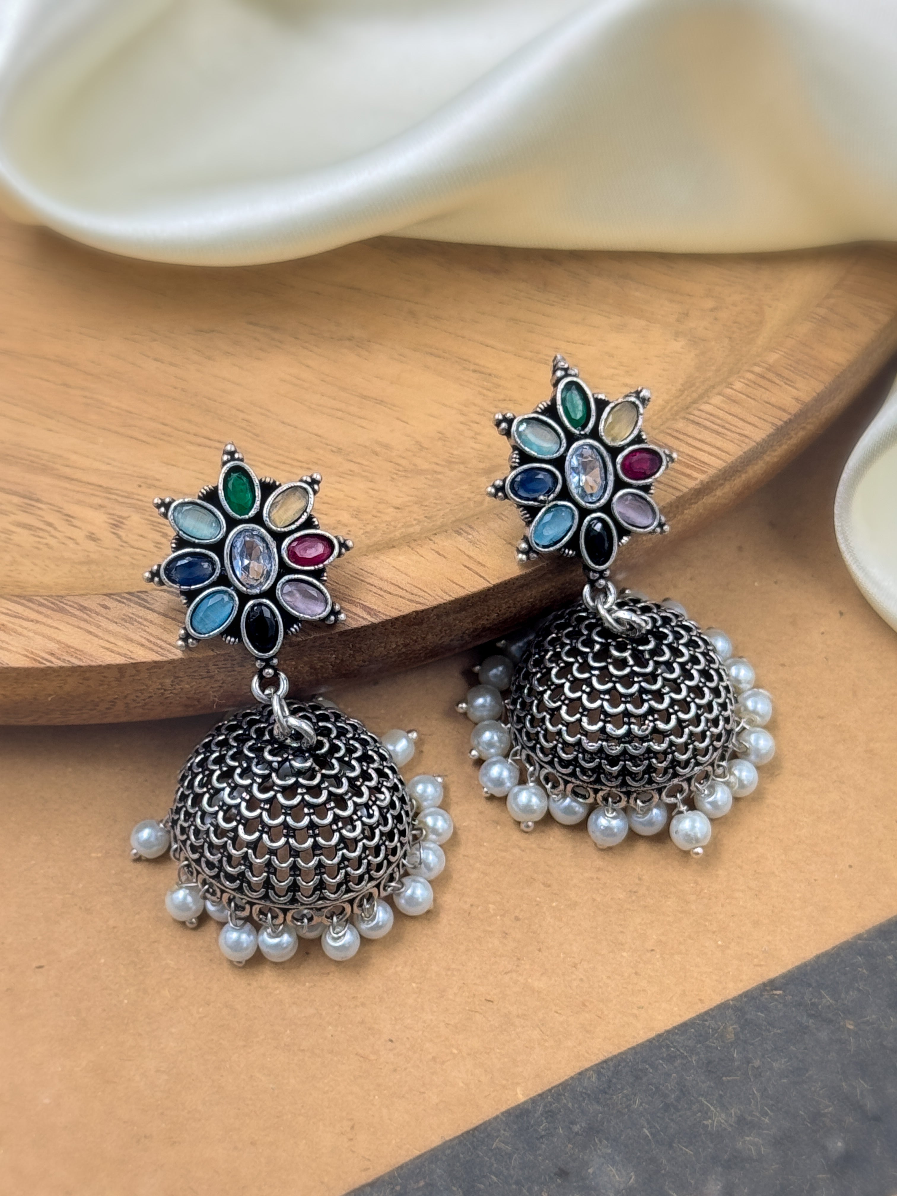 KHUSHI OXIDISED JHUMKA EARRINGS