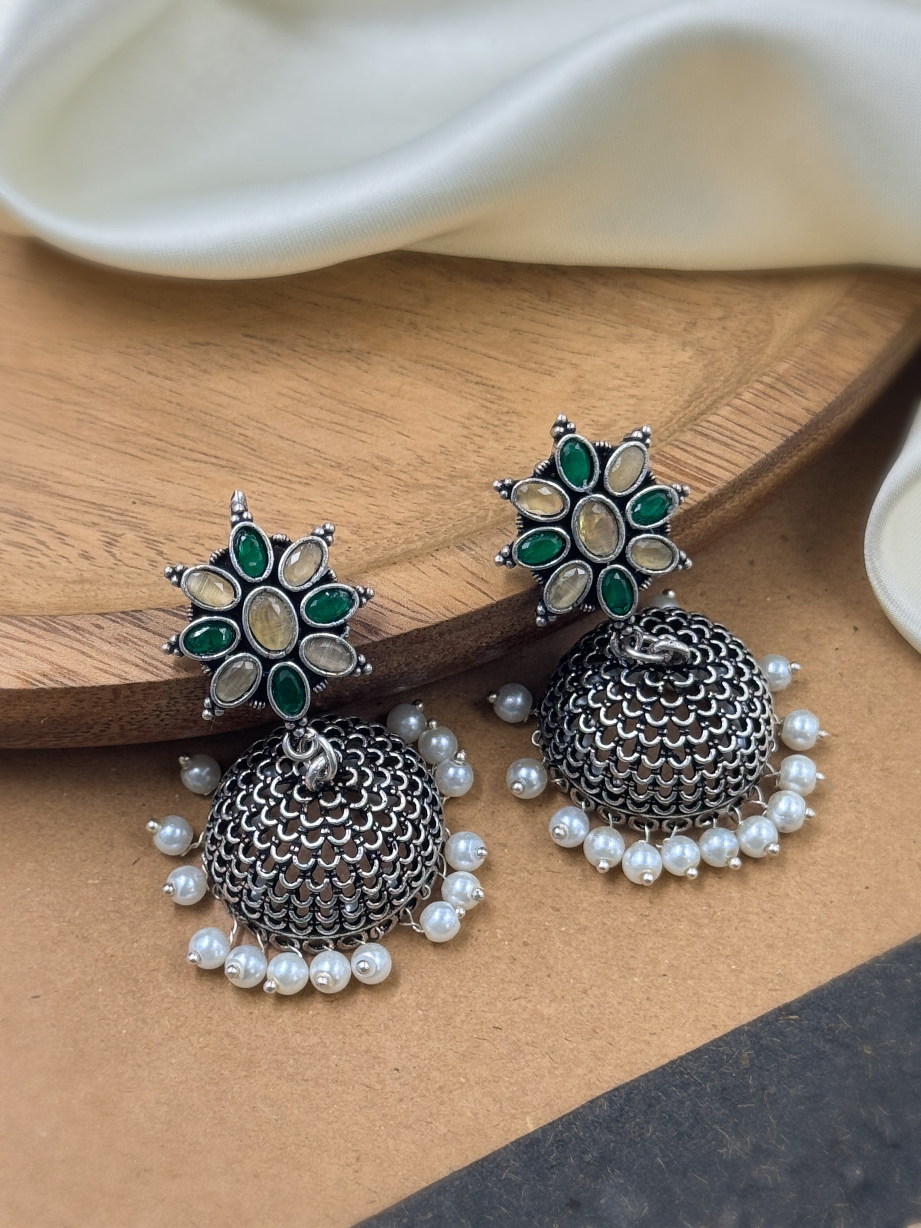 KHUSHI OXIDISED JHUMKA EARRINGS