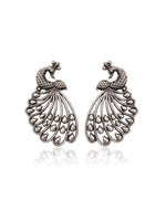 Load image into Gallery viewer, Peacock Silver Lookalike 3 Earrings Combo