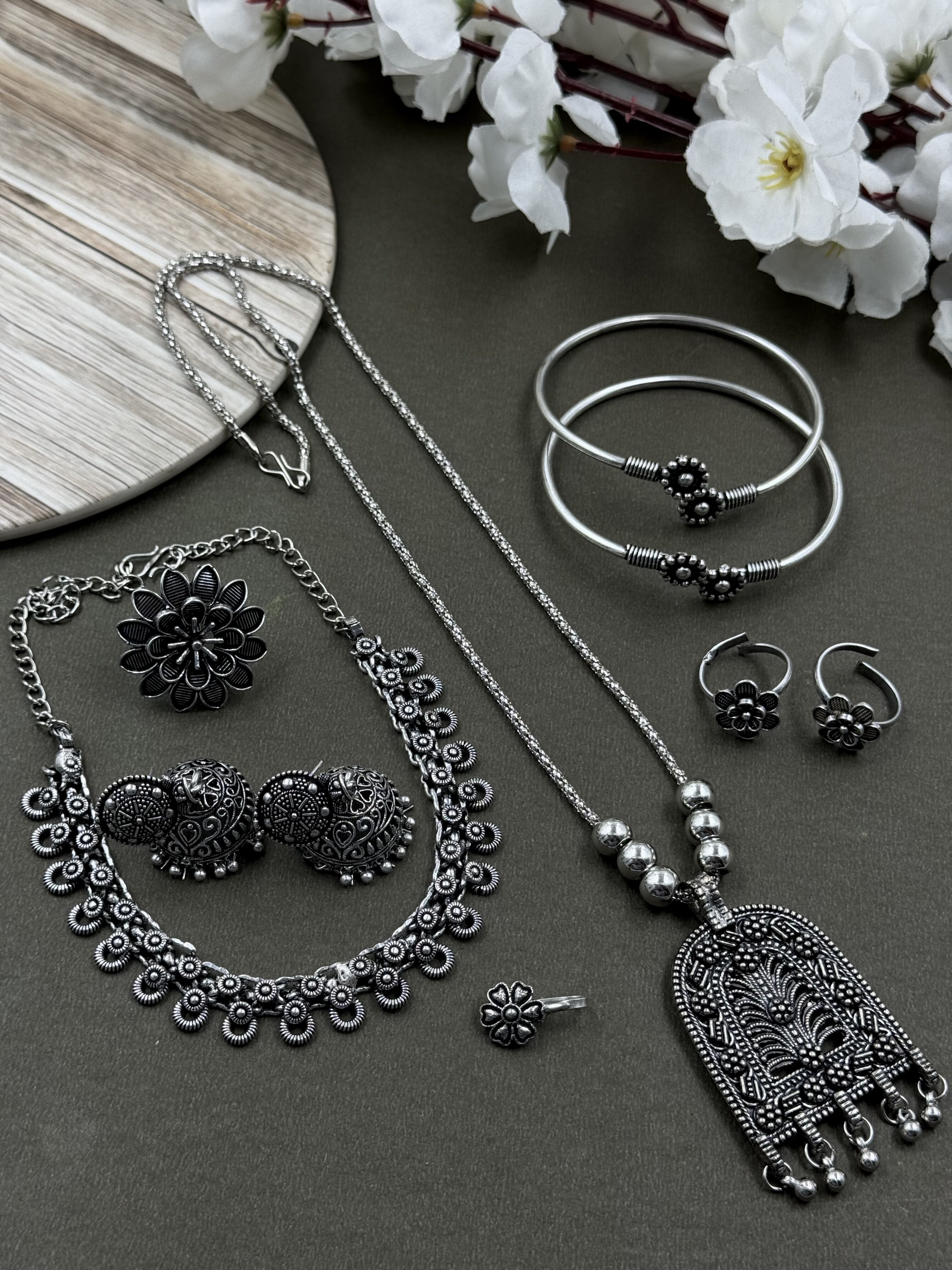 MAHIRA 7 PIECE OXIDISED JEWELLERY SET COMBO