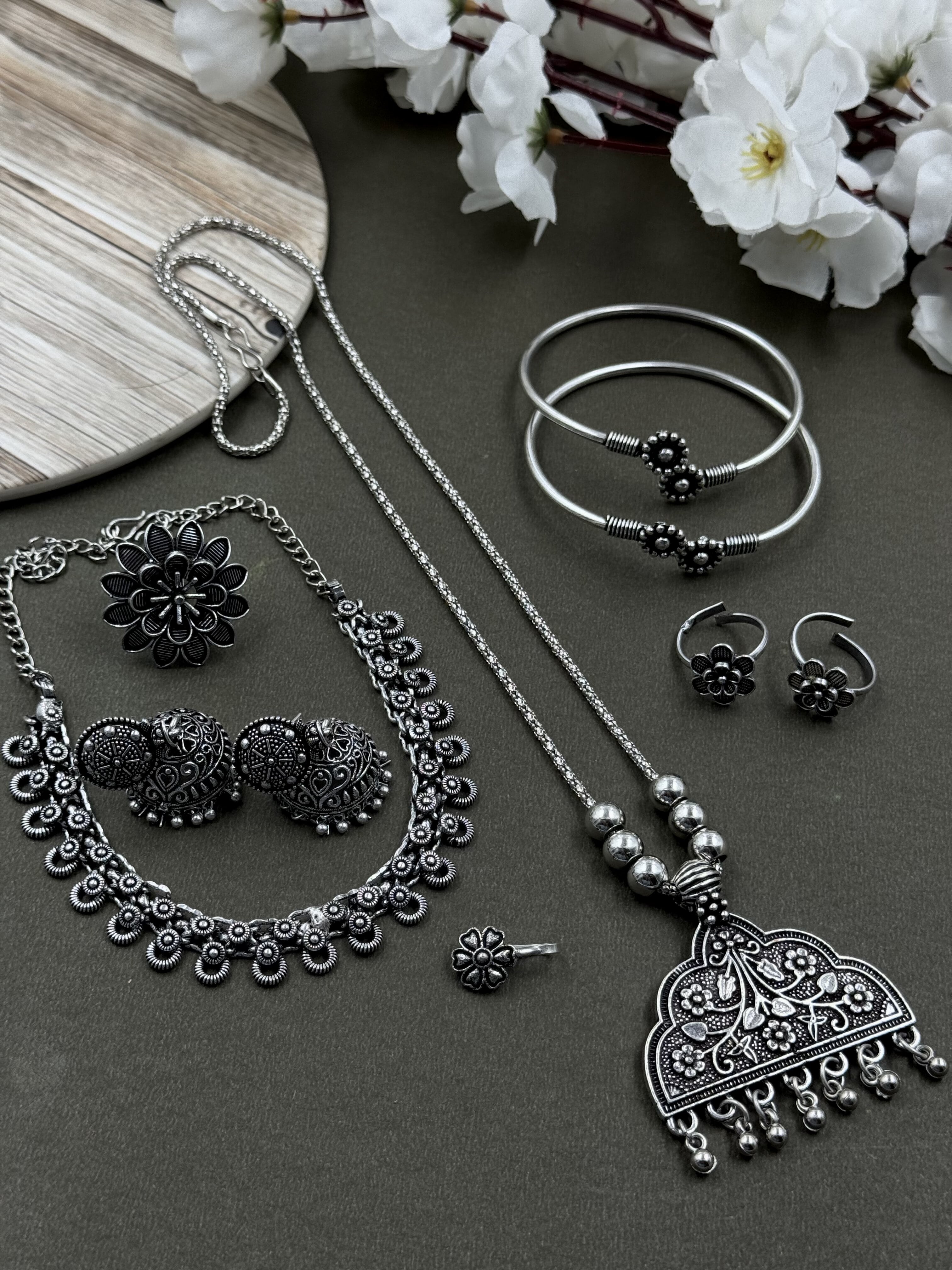 MAHIRA 7 PIECE OXIDISED JEWELLERY SET COMBO