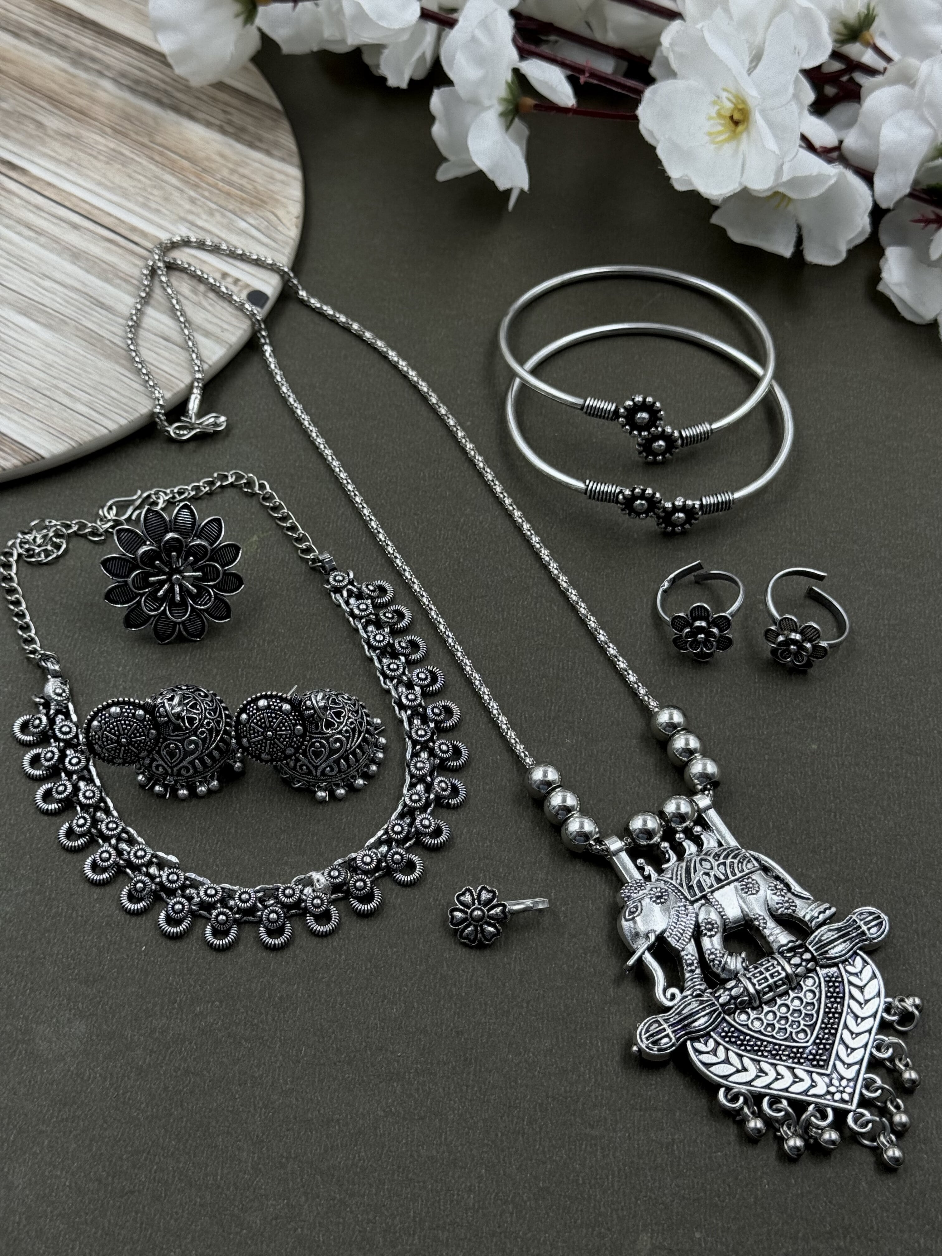 MAHIRA 7 PIECE OXIDISED JEWELLERY SET COMBO