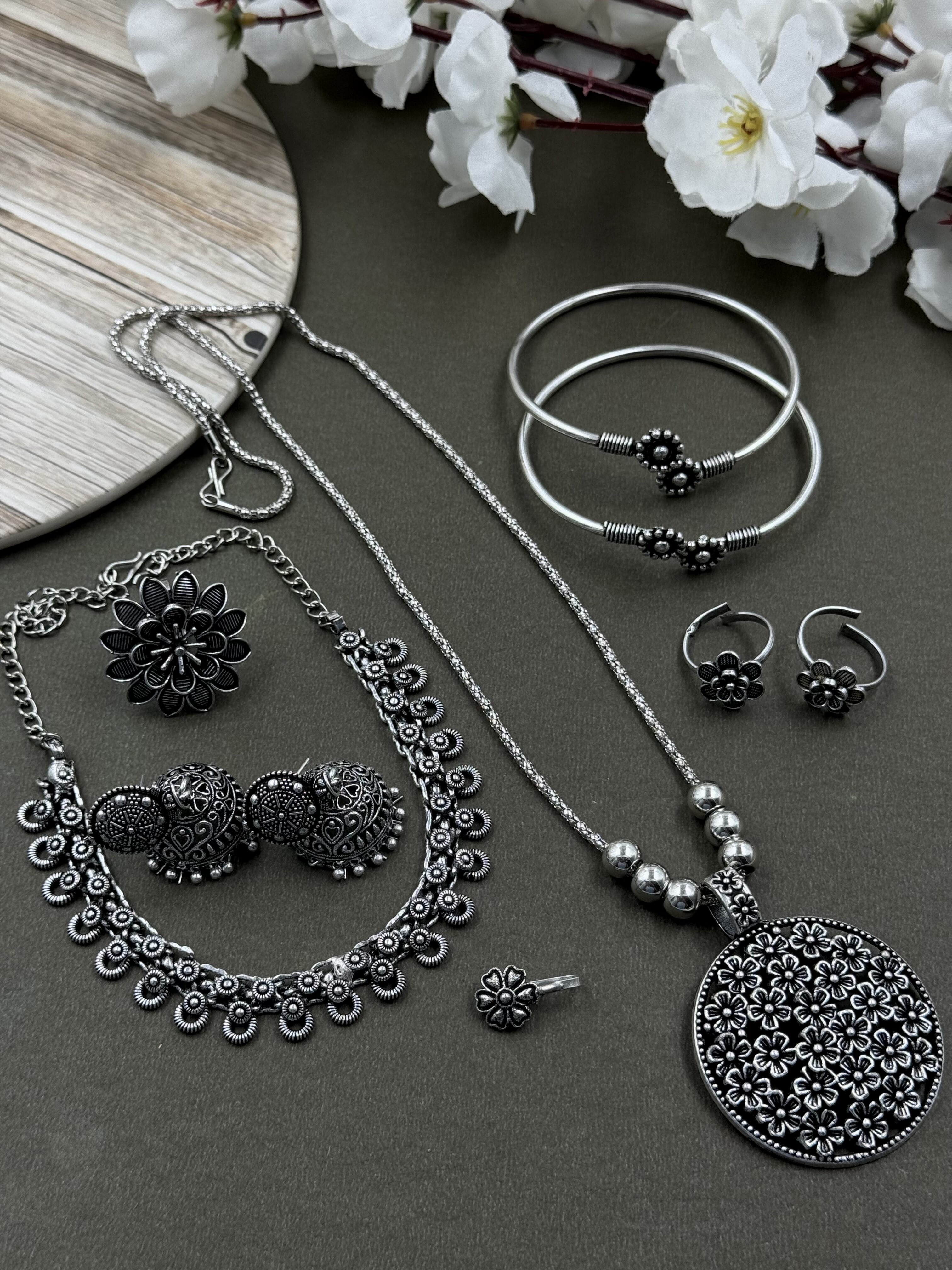 MAHIRA 7 PIECE OXIDISED JEWELLERY SET COMBO