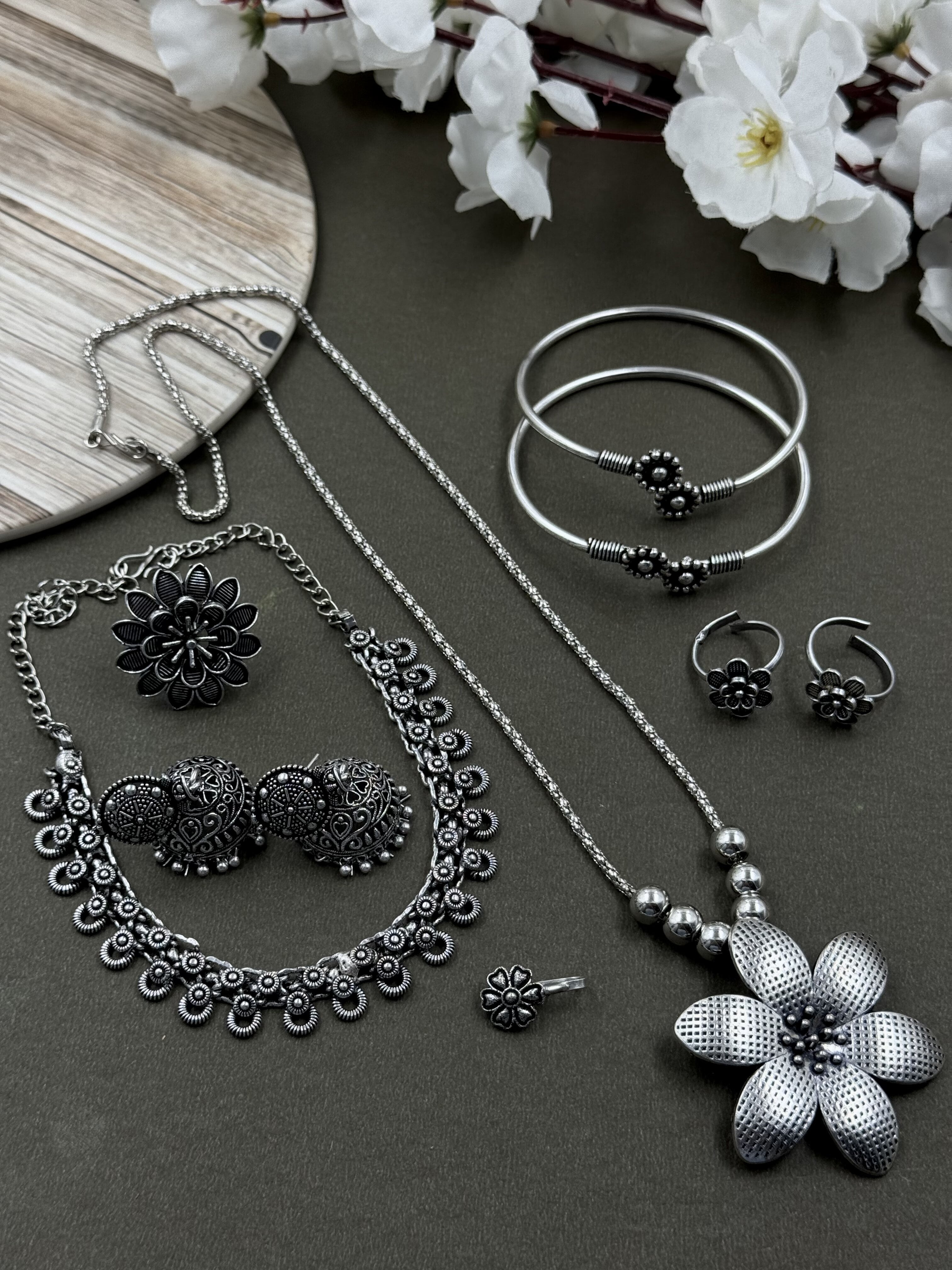 MAHIRA 7 PIECE OXIDISED JEWELLERY SET COMBO