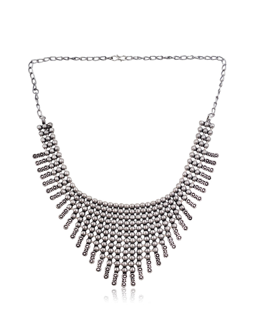 AADHYA OXIDISED DOUBLE NECKLACE JEWELLERY SET COMBO