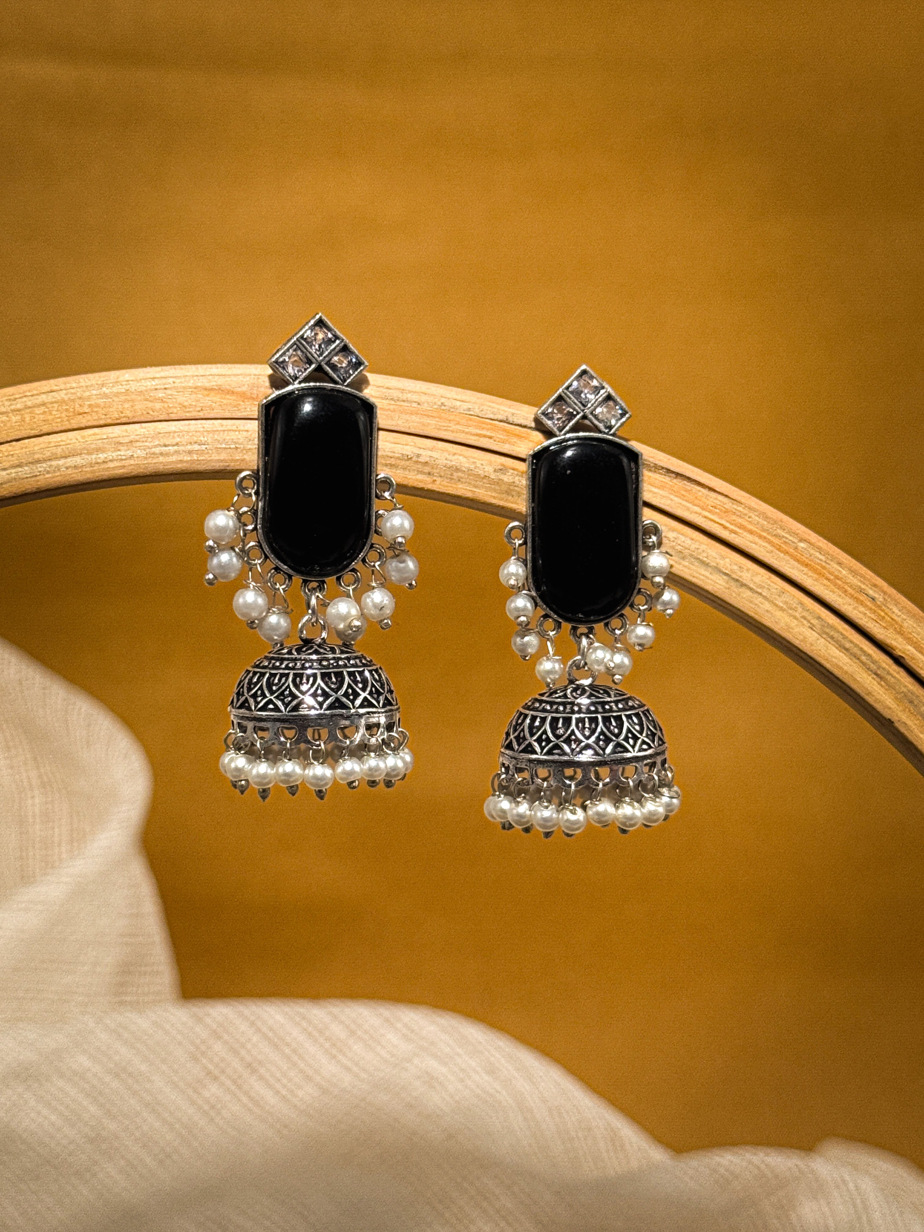 MIHIKA STONE JHUMKA EARRINGS