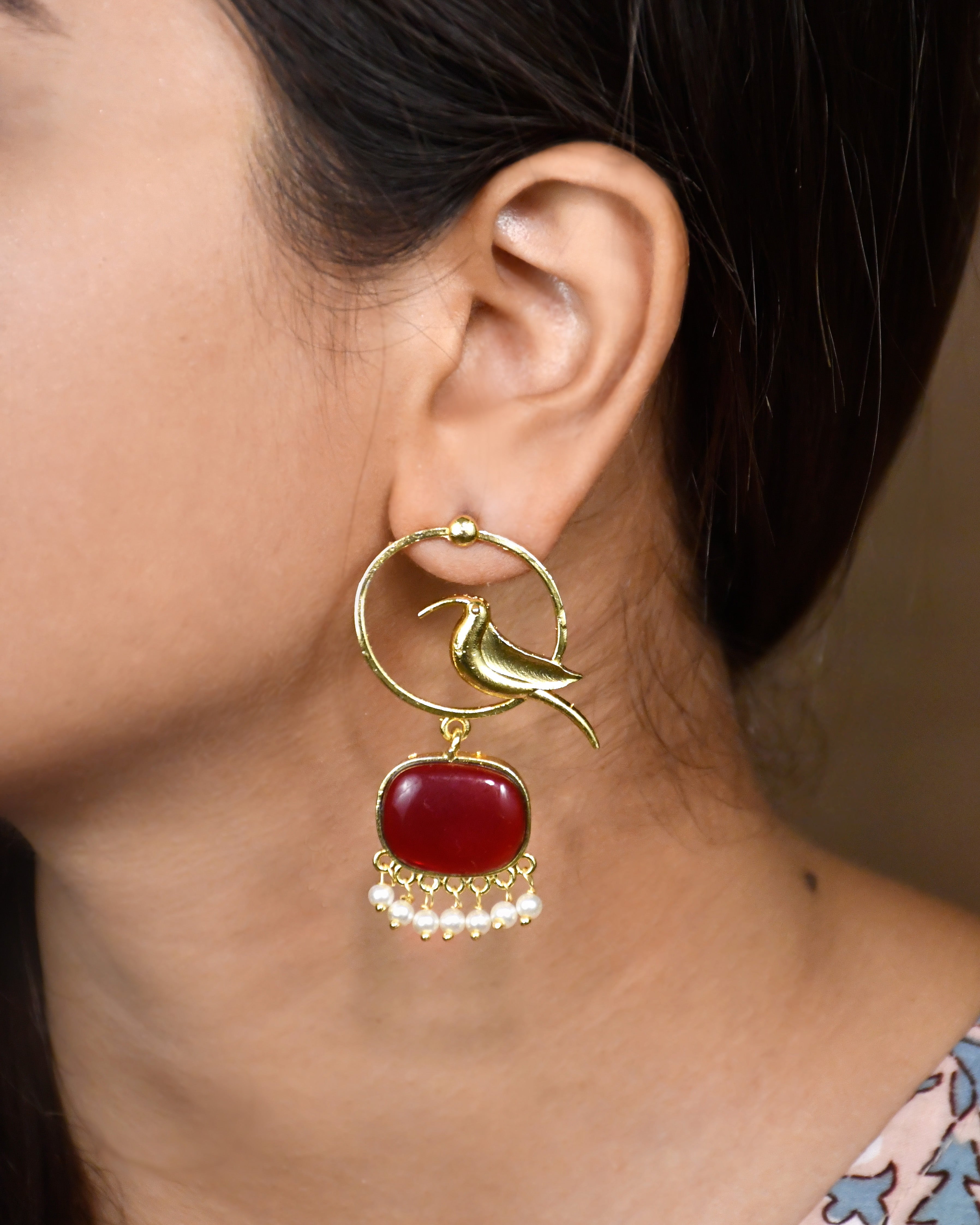 PARROT DANGLER GOLDEN EARRINGS