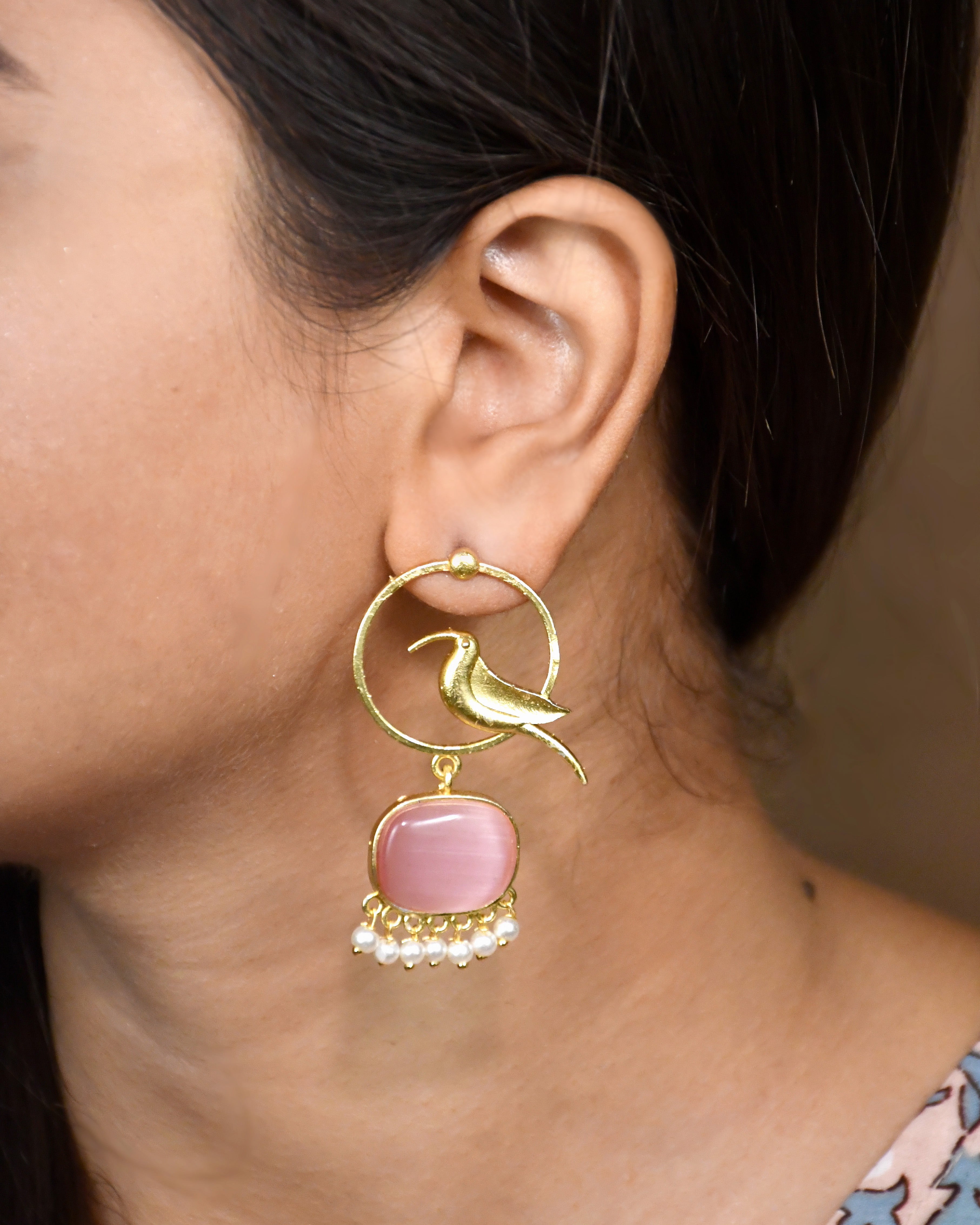 PARROT DANGLER GOLDEN EARRINGS