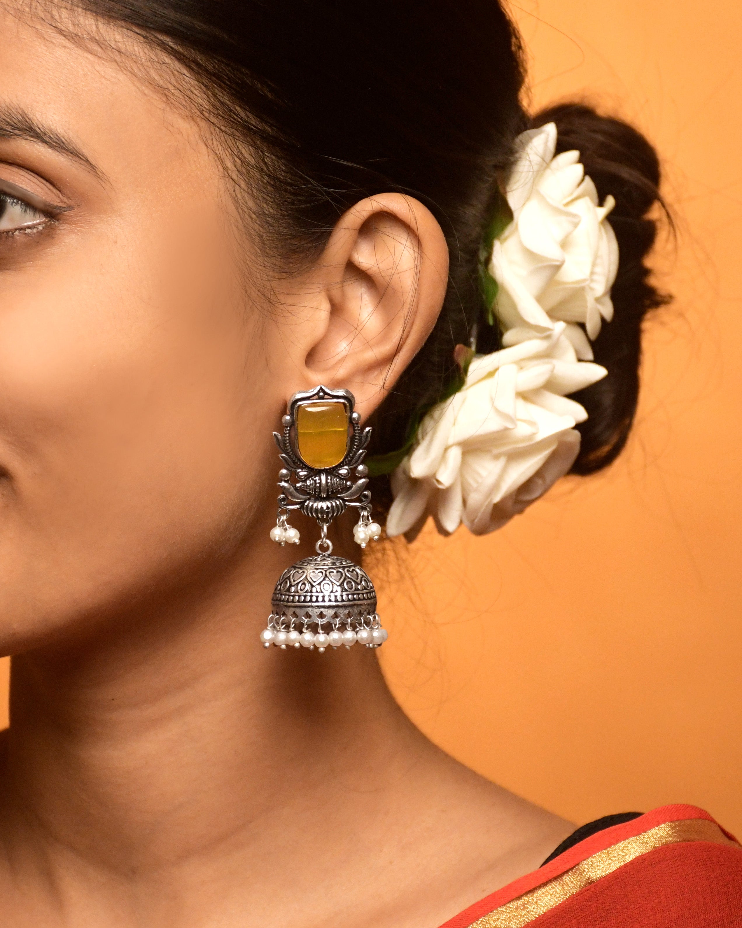 Ihana Oxidised Jhumka Earrings