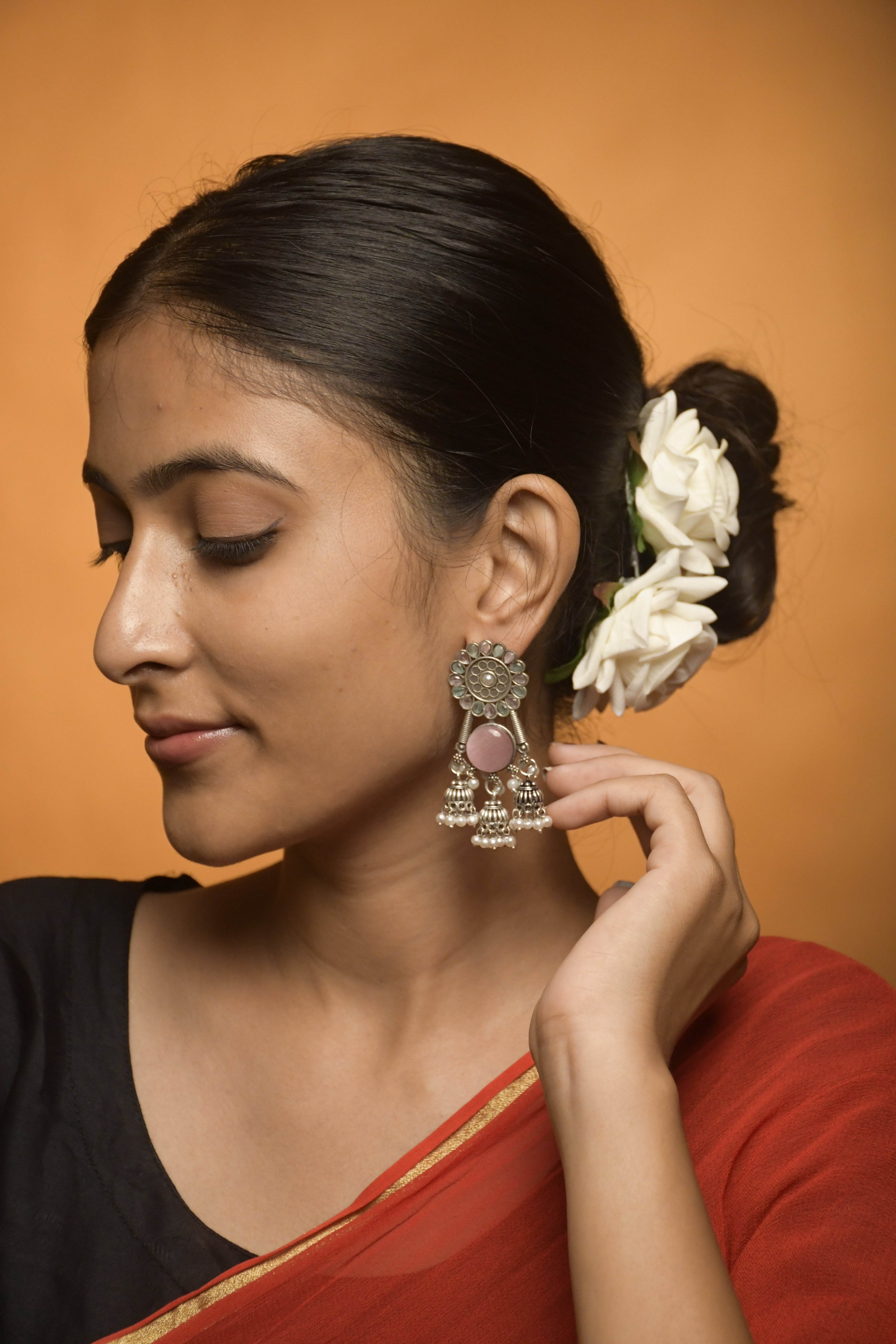 Shiya Oxidised Jhumka Earrings