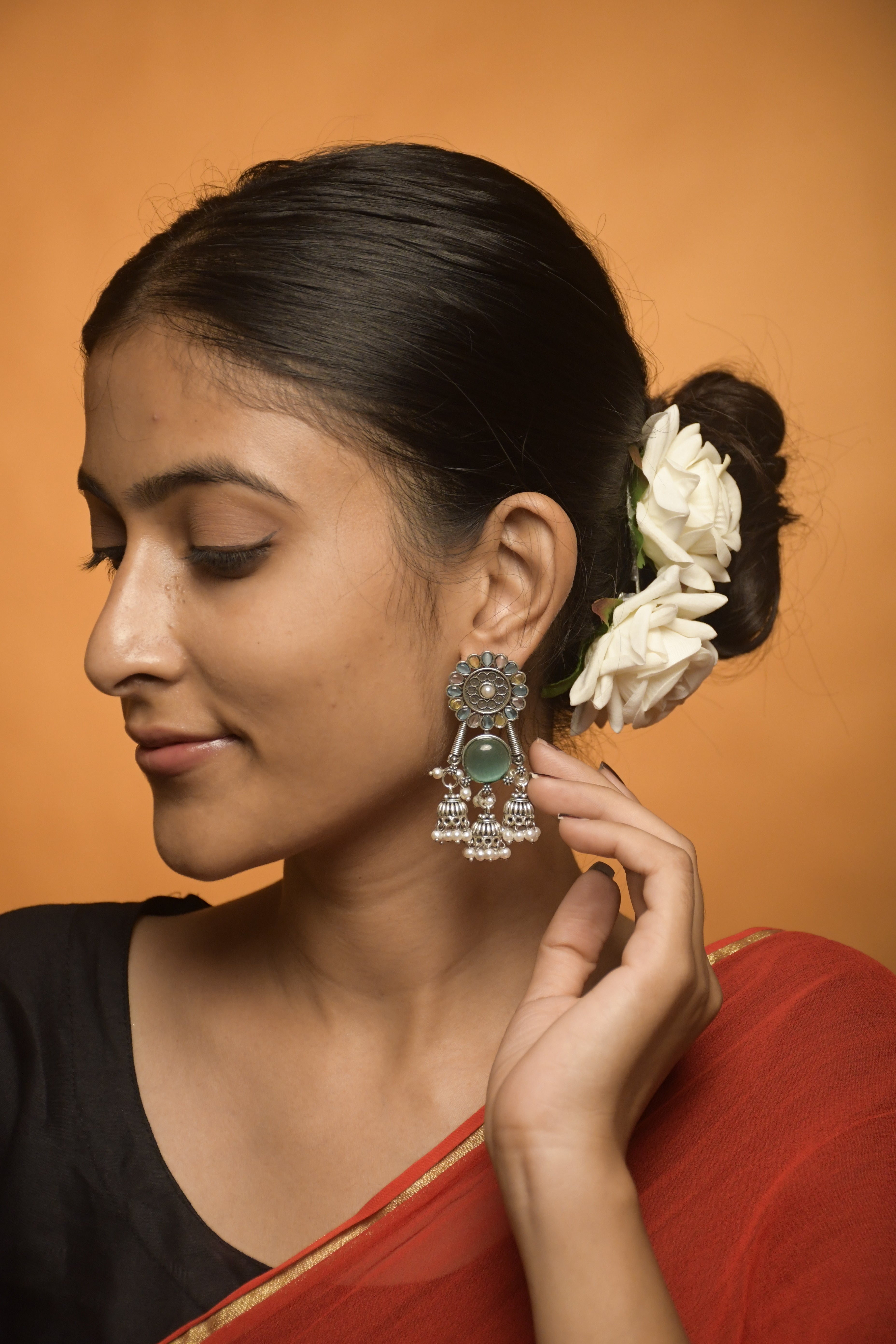 Shiya Oxidised Jhumka Earrings