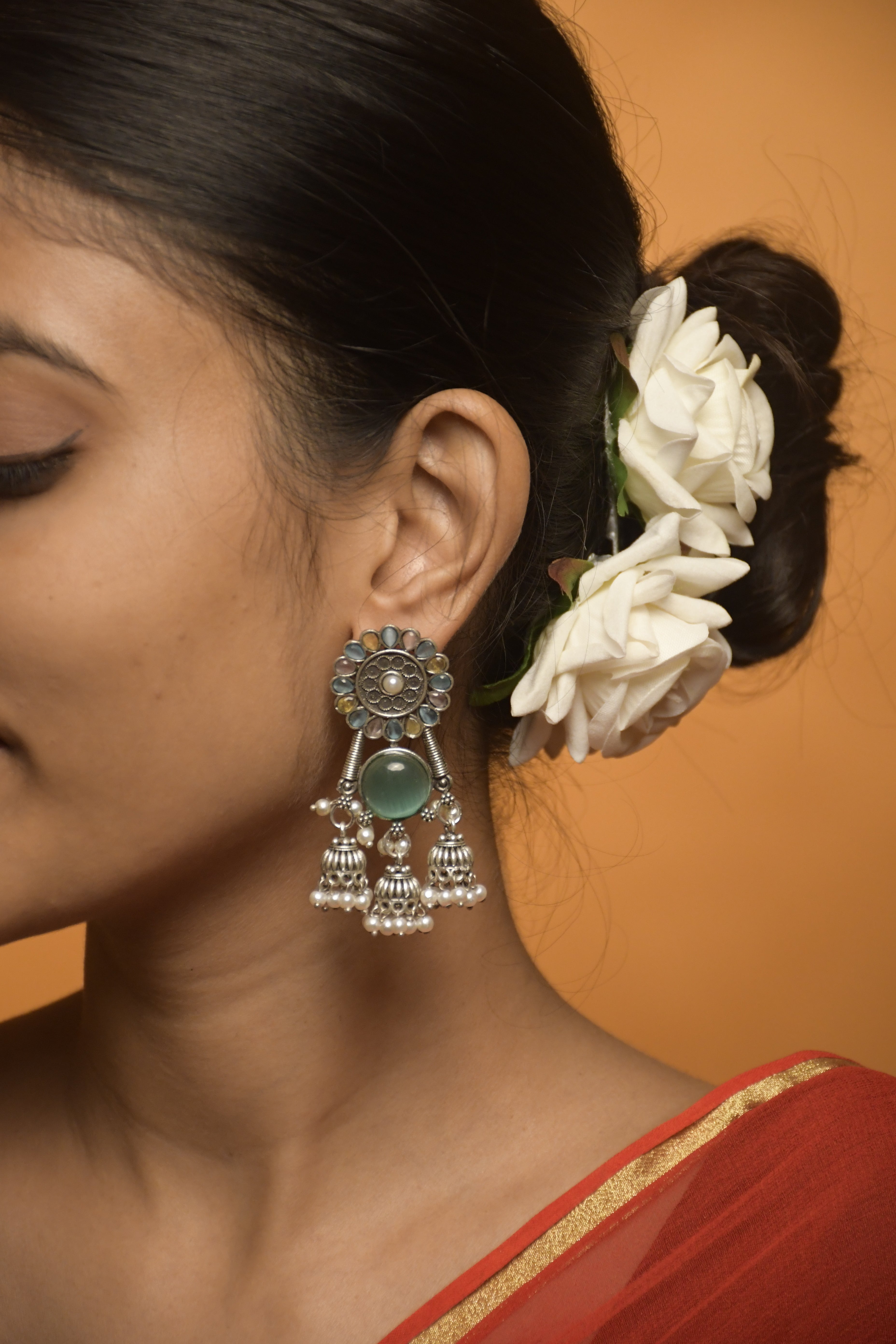 Shiya Oxidised Jhumka Earrings