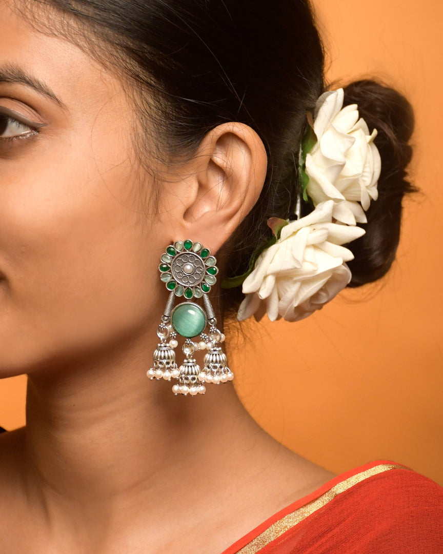 Shiya Jhumka Stone Earrings