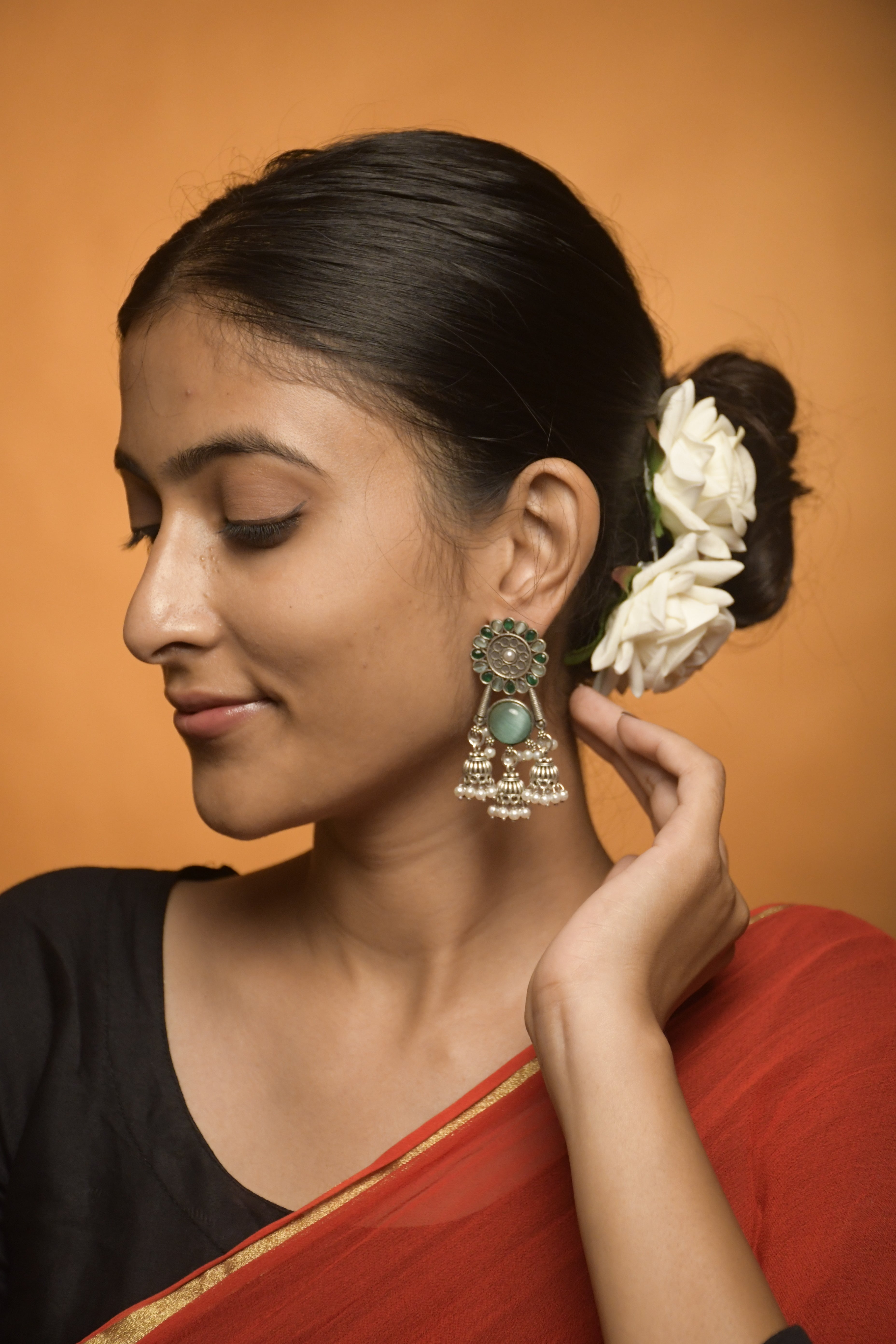 Shiya Oxidised Jhumka Earrings