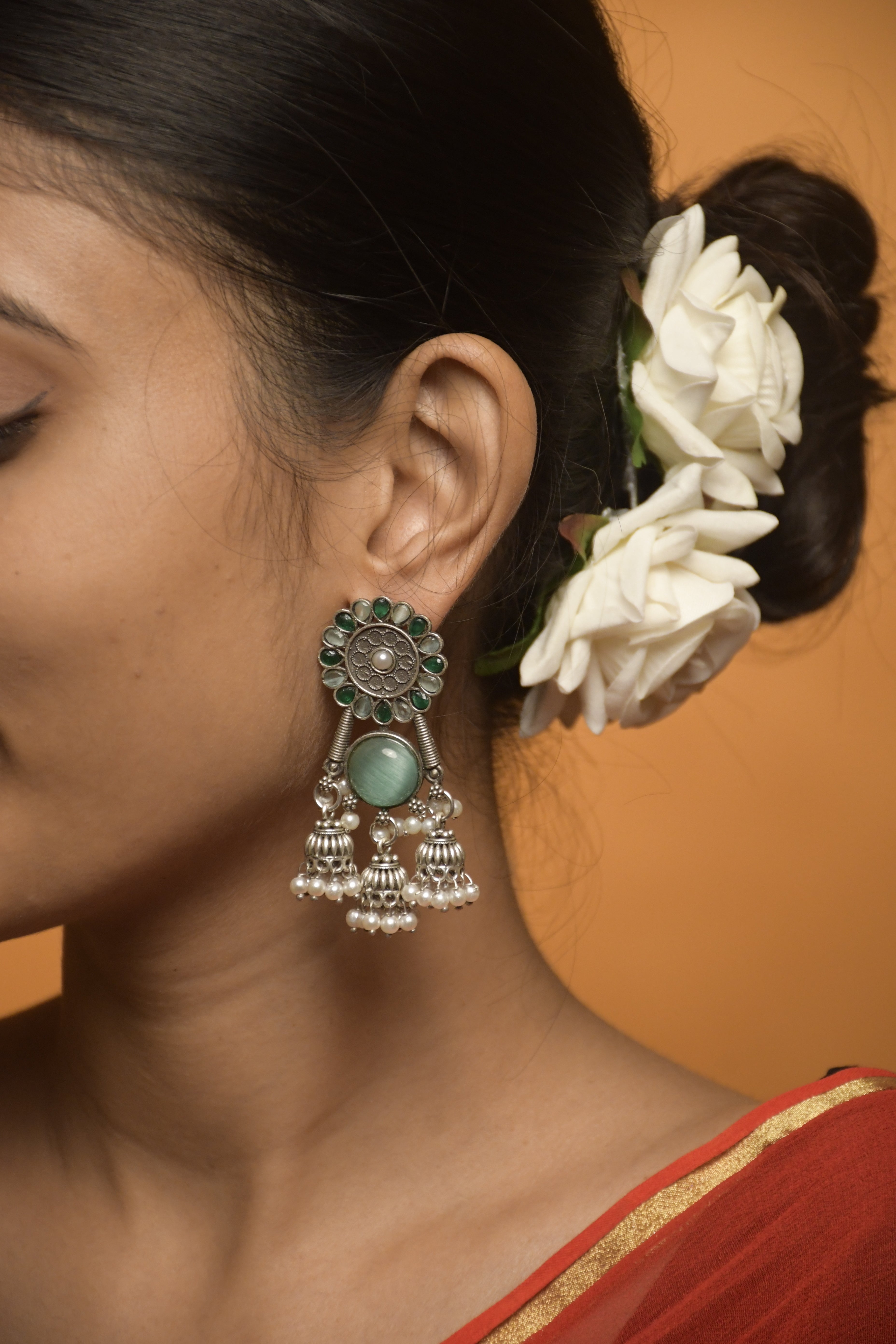 Shiya Oxidised Jhumka Earrings