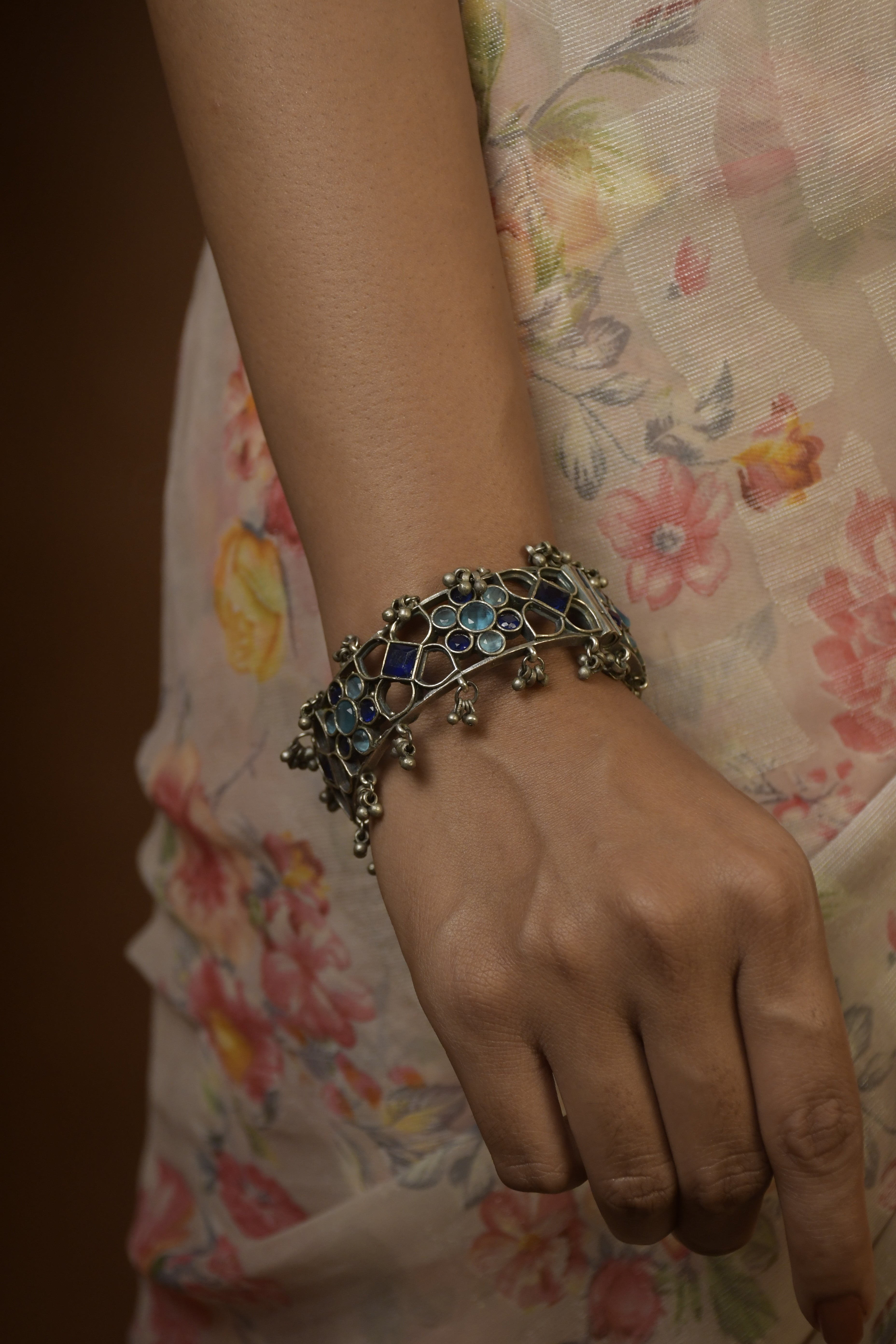 Manya Silver Lookalike Stone Bangles