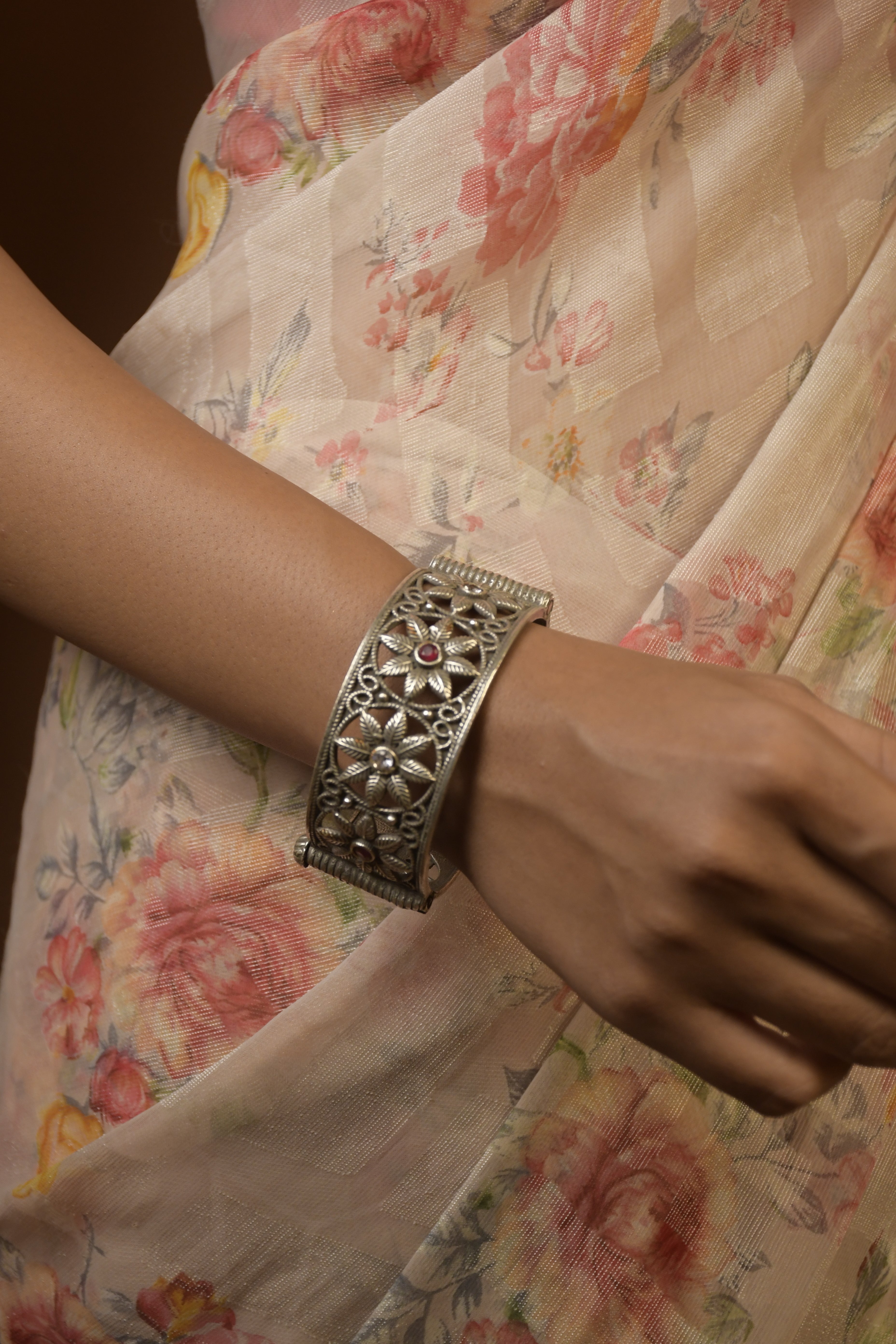 Kiara Silver Lookalike Stone Bangles