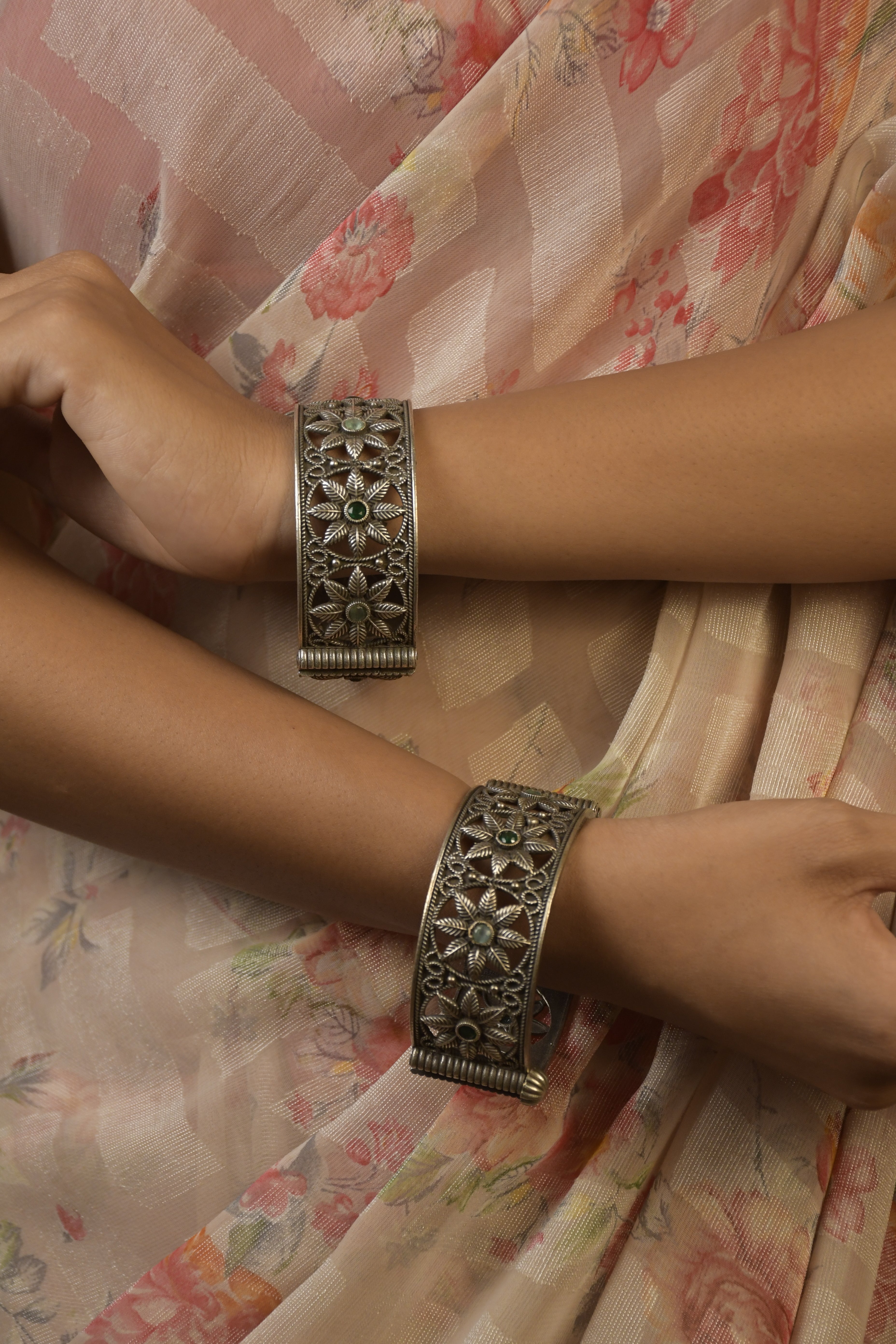 Kiara Silver Lookalike Stone Bangles