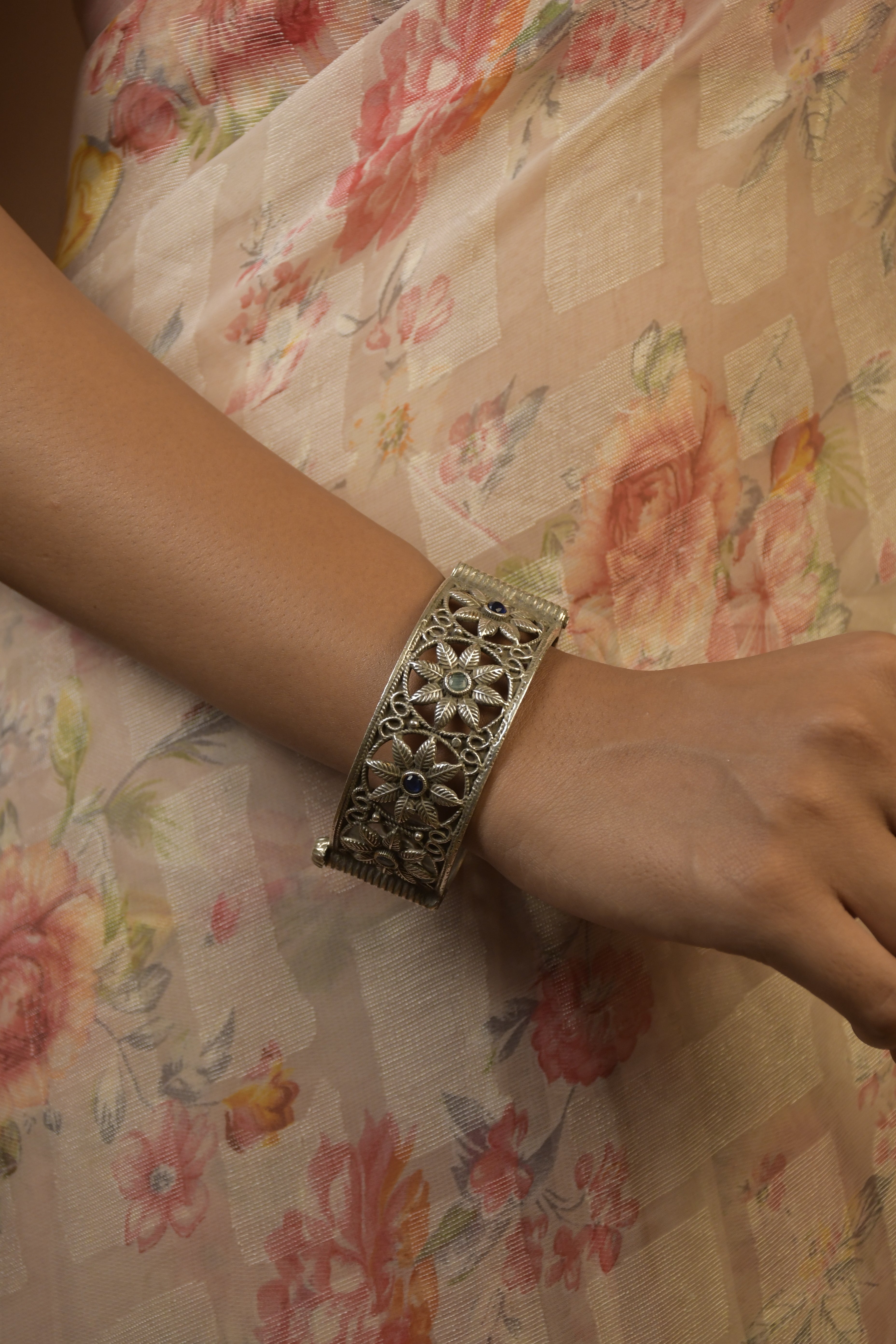 Kiara Silver Lookalike Stone Bangles