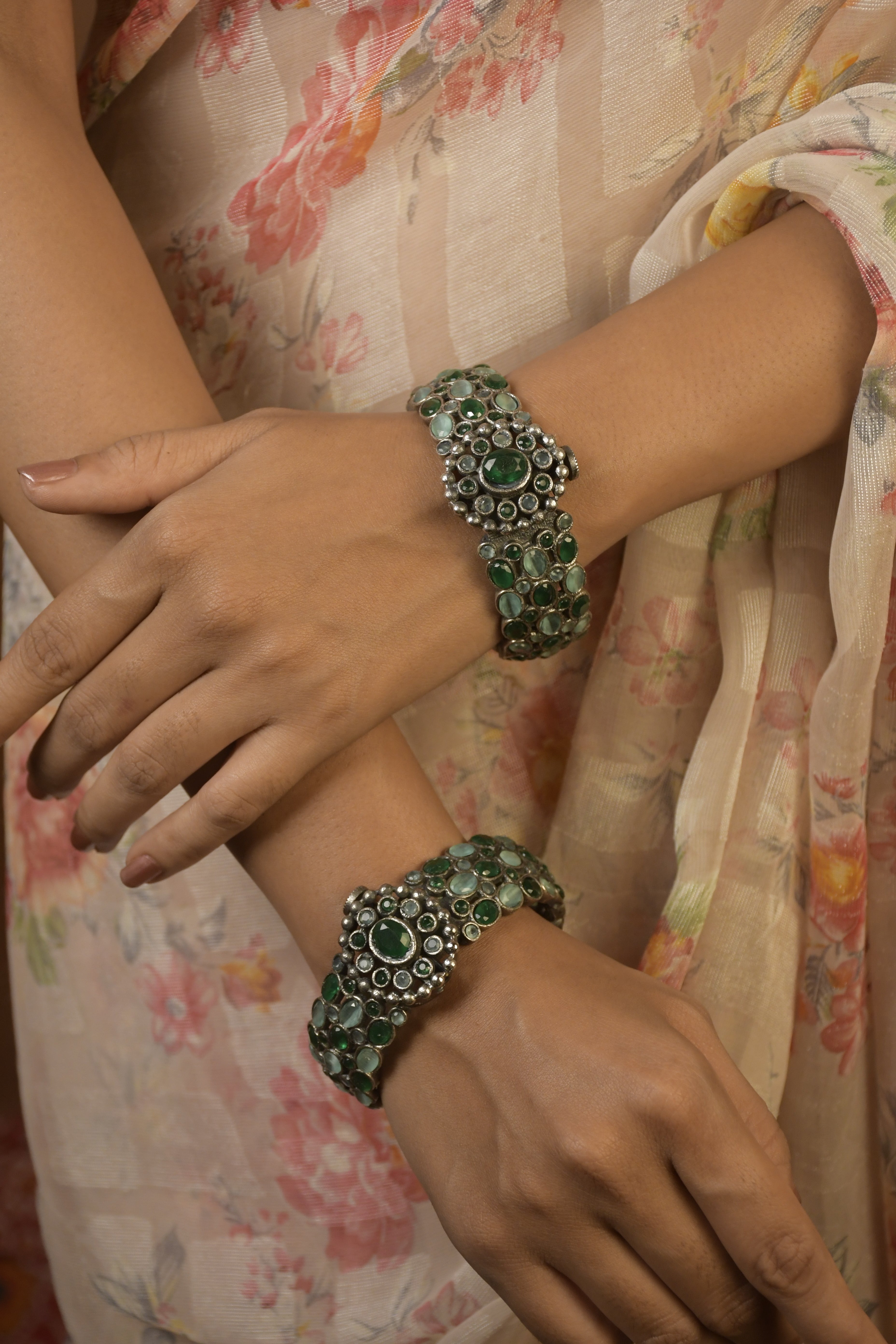 Vyanika Silver Lookalike Stone Bangles