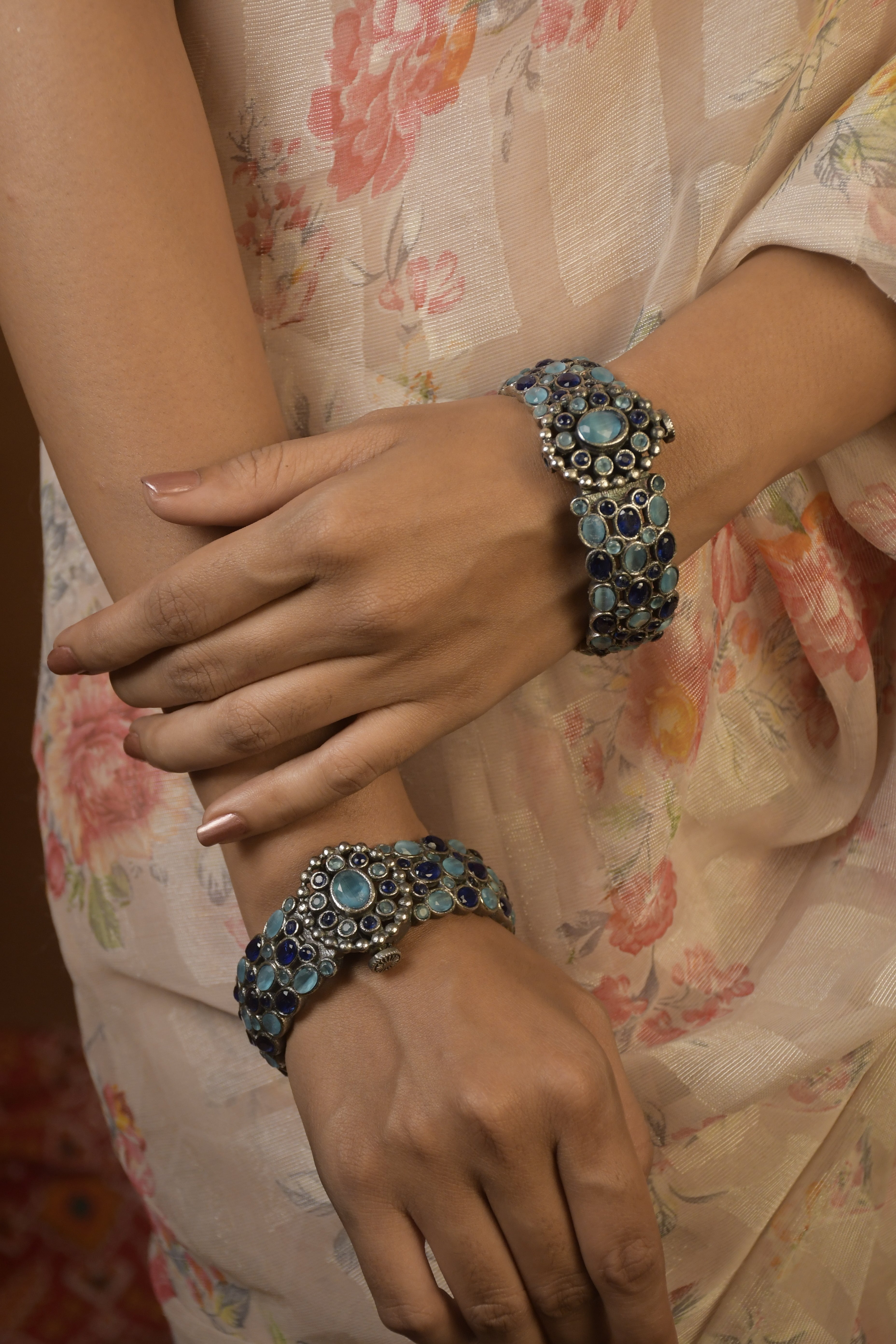 Vyanika Silver Lookalike Stone Bangles