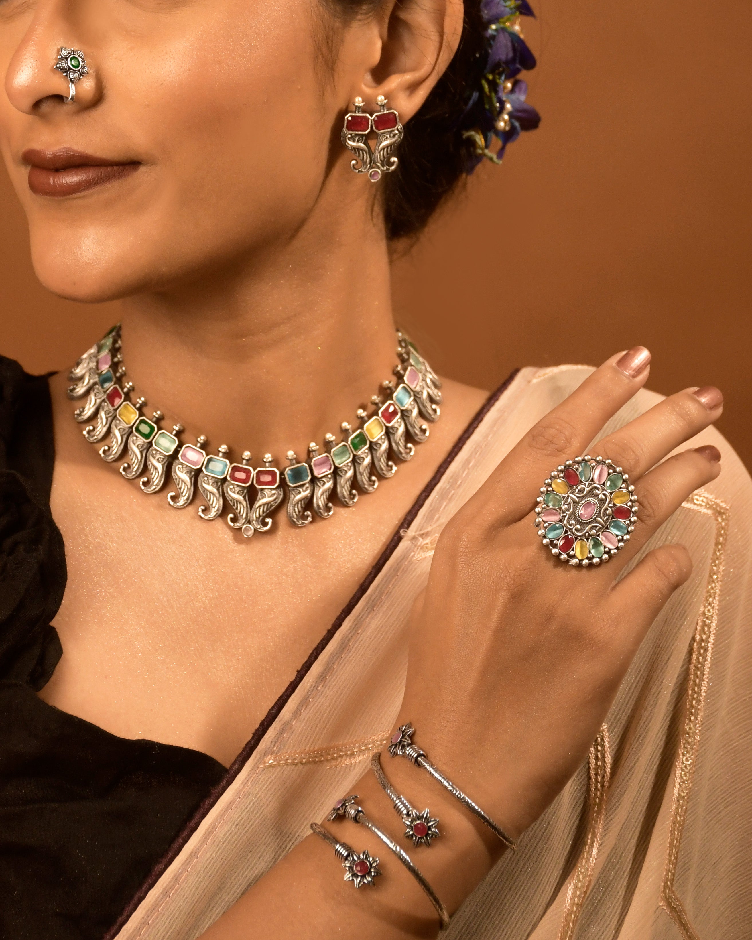 Tanvi Stone Jewellery Set Combo