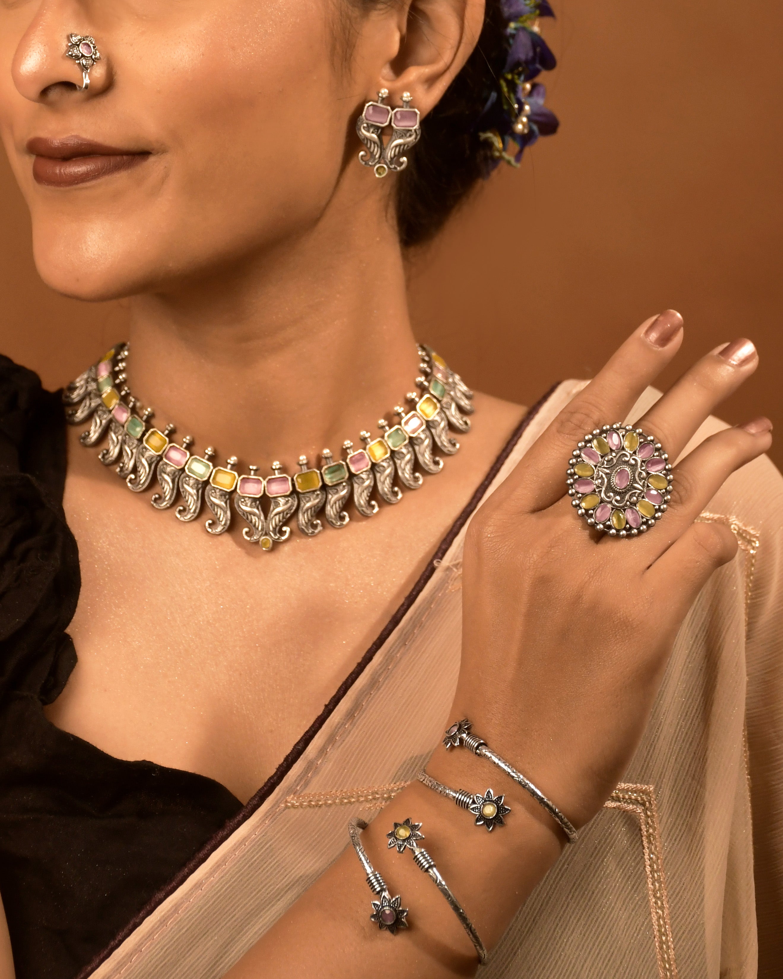 Tanvi Stone Jewellery Set Combo