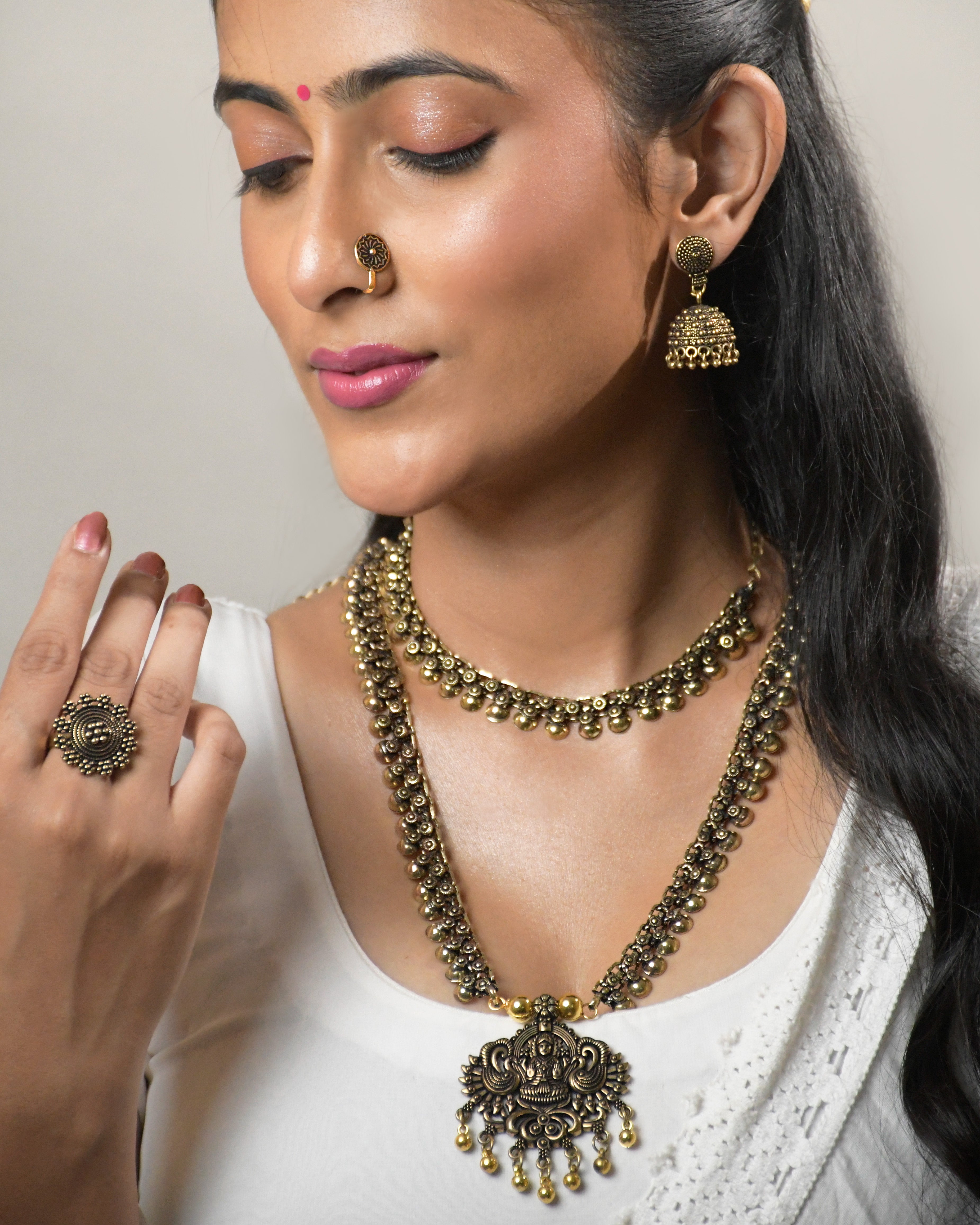 Jiya Oxidised Golden Jewellery Set Combo