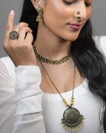 Load image into Gallery viewer, Oxidised Golden Jewellery Set