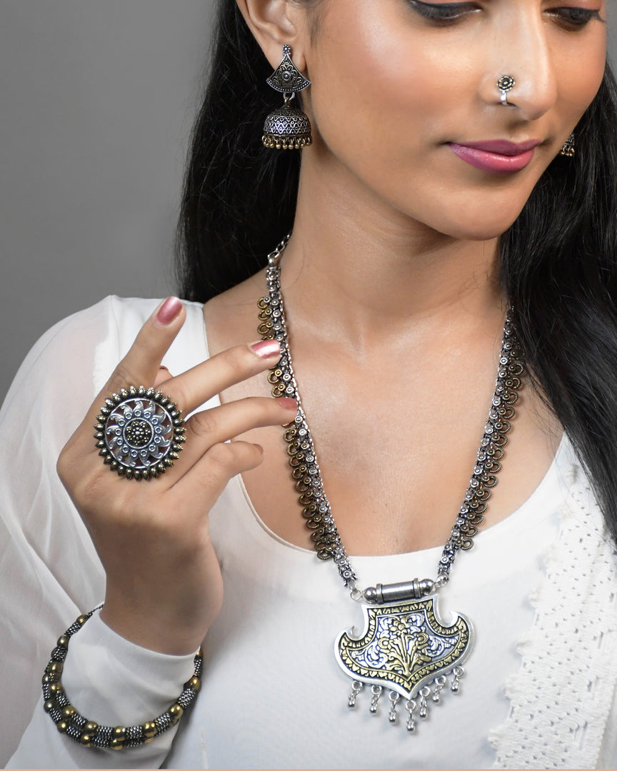 5 PIECE DUAL TONE JEWELLERY SET COMBO