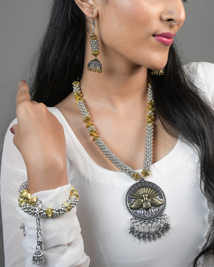Sarika Dual Tone Jewellery Set Combo