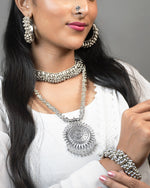 Load image into Gallery viewer, KAVERI BRASS OXIDISED JEWELLERY SET COMBO