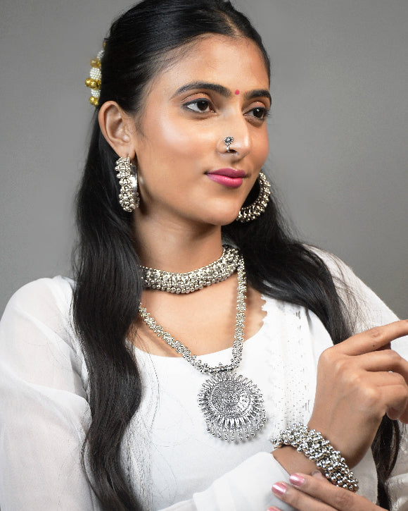 KAVERI BRASS OXIDISED JEWELLERY SET COMBO
