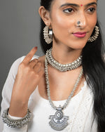 Load image into Gallery viewer, KAVERI BRASS OXIDISED JEWELLERY SET COMBO